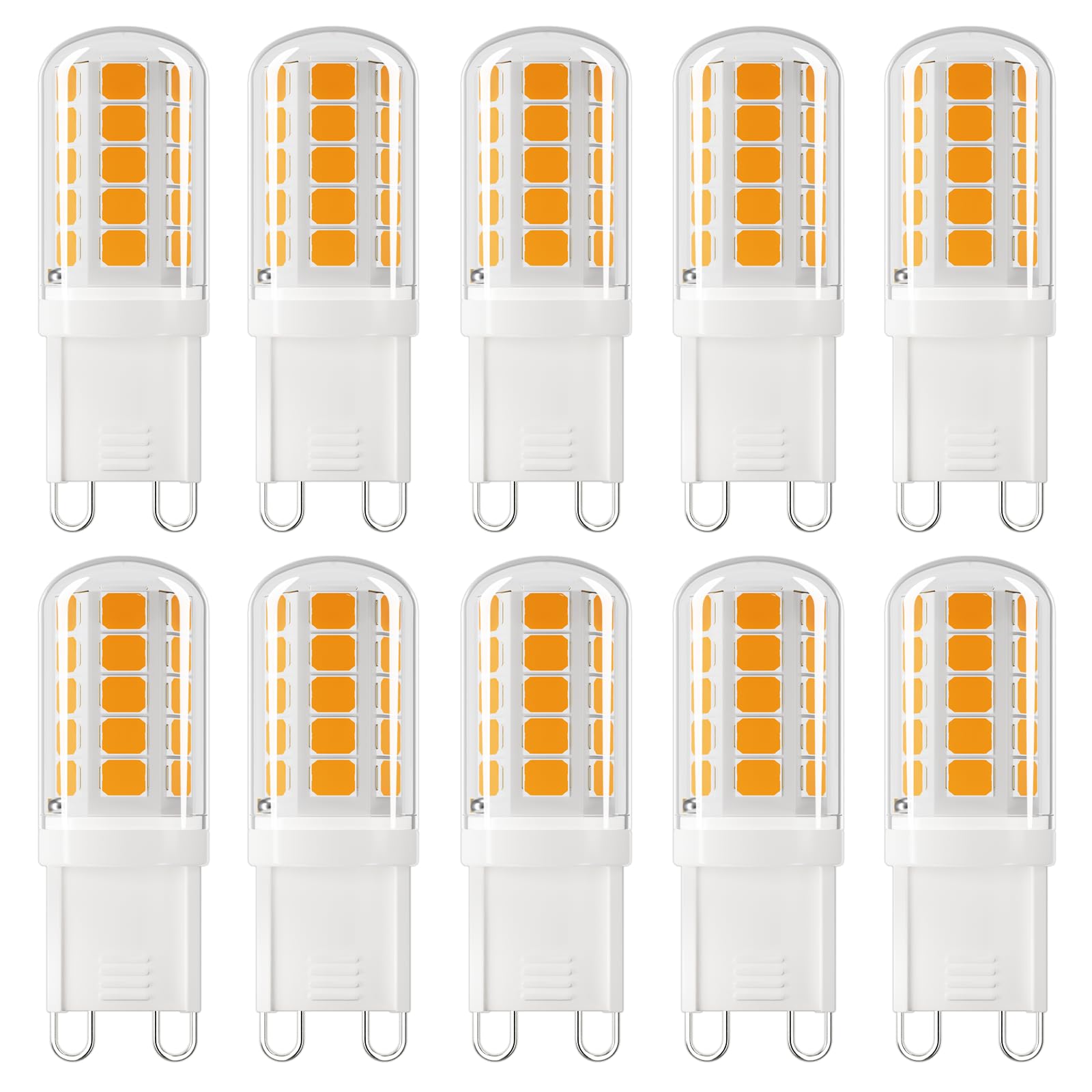 DiCUNO G9 LED Bulb 4W 3000K Warm White T4 Chandelier Light 400LM Non-Dimmable Pack of 10