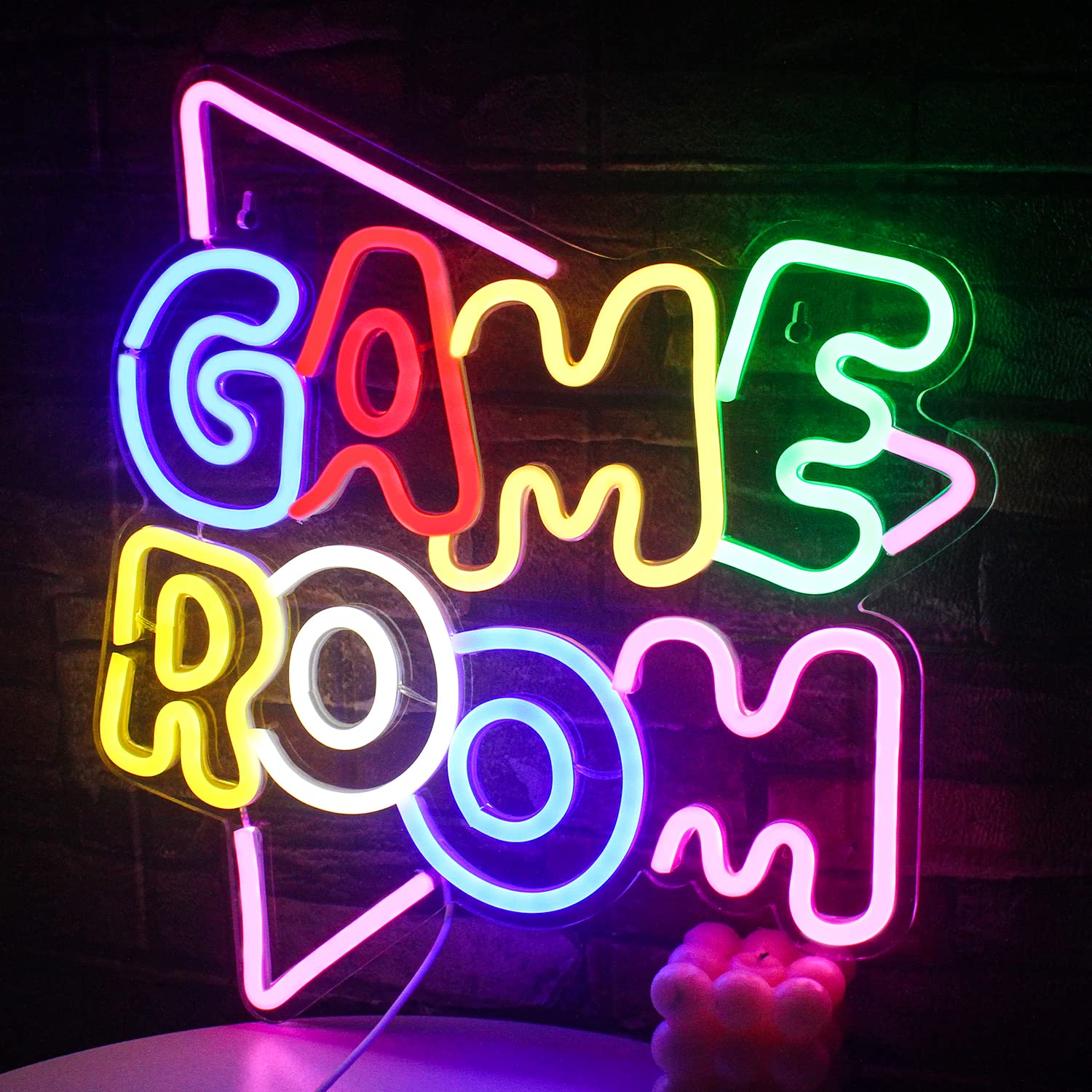 Gamerneon Game Room Large Neon Signs 13.2"X14" Colorful Led Neon Lights For Wall Decor Usb Neon Lights For Game Zone Party Decor Bedroom Gaming Wall Lightup Signs