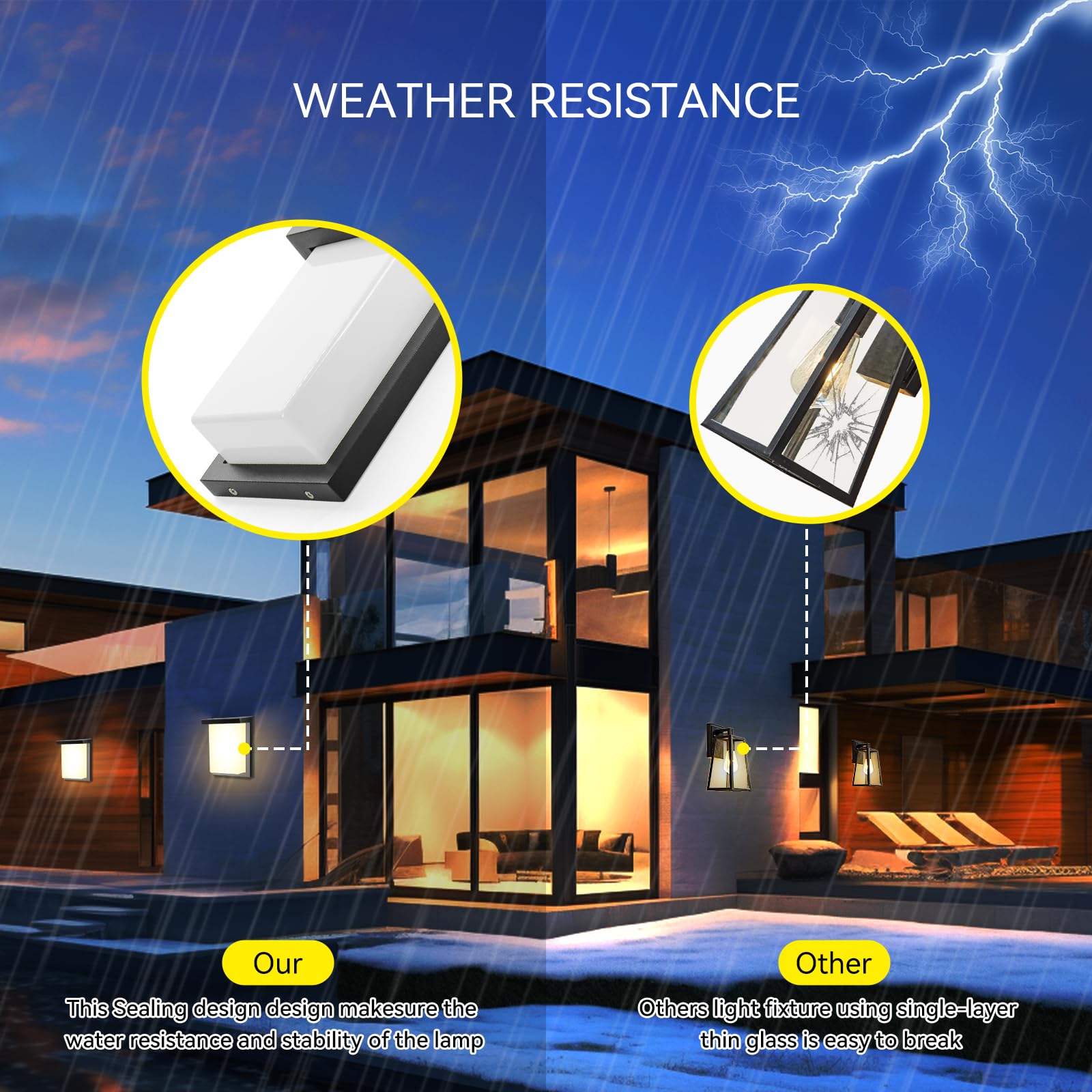 Tesjaso Led Outdoor Wall Porch Light 2 Pack 3000K 4000K 5000K Adjustable Waterproof Modern Wall Sconce Aluminum Exterior Light F
