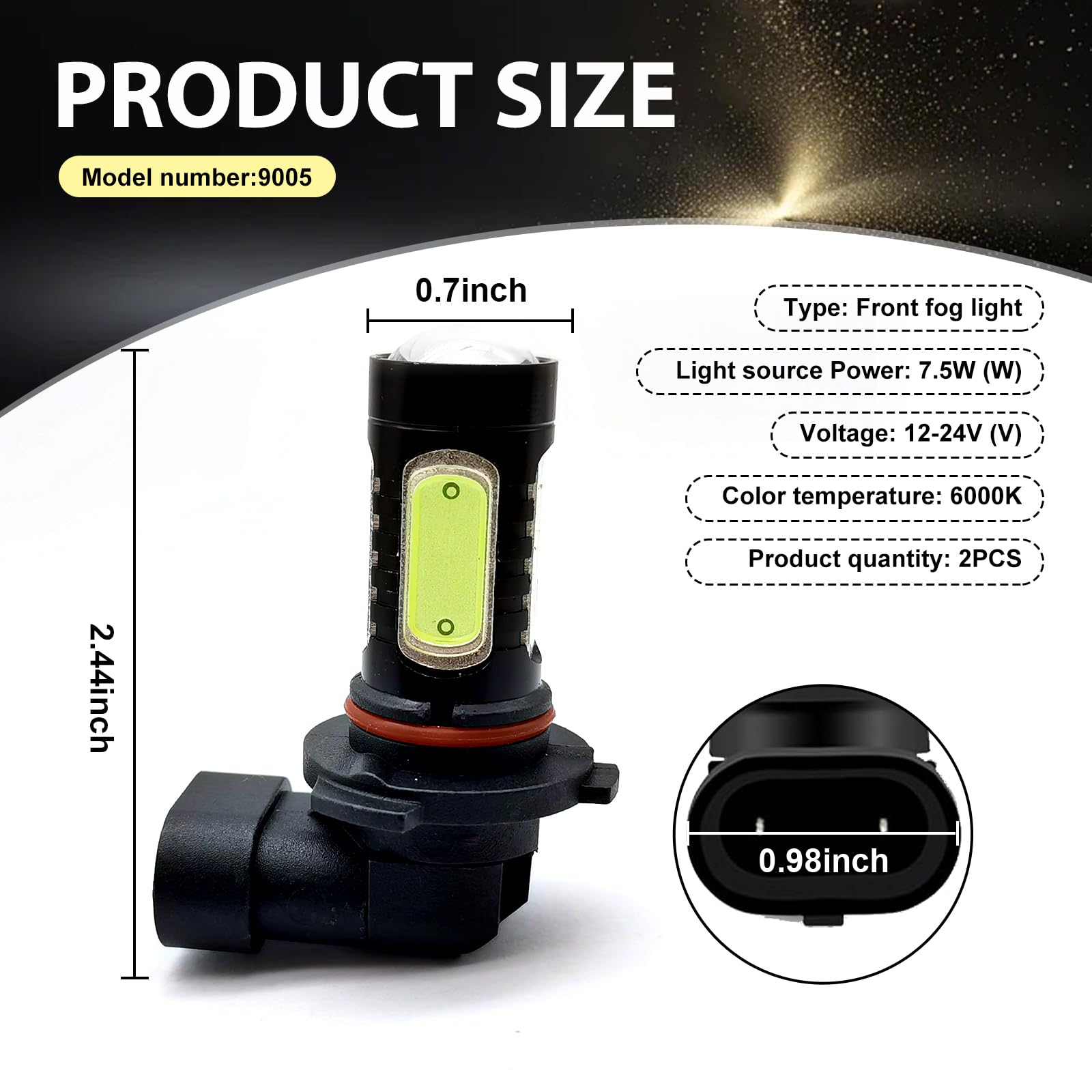 Anyhut H11 LED Fog Light Bulb 360° Full Illumination 7.5W 6000K Waterproof Ice Blue/White/Yellow
