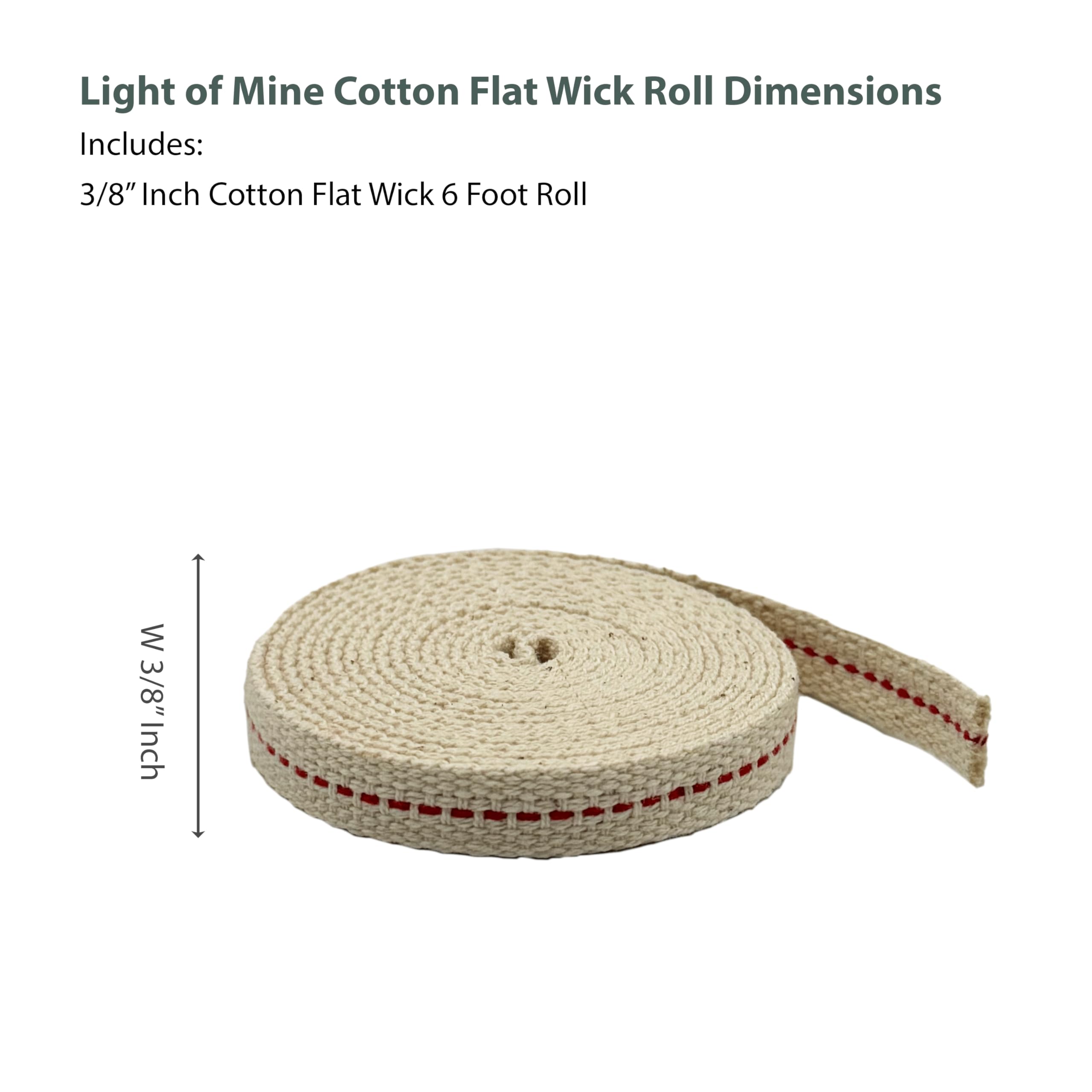 LIGHT OF MINE Cotton Flat Wick Roll for Lanterns and Oil Lamps, 3/8in x 6 ft, Model AX-AY-ABHI-114956