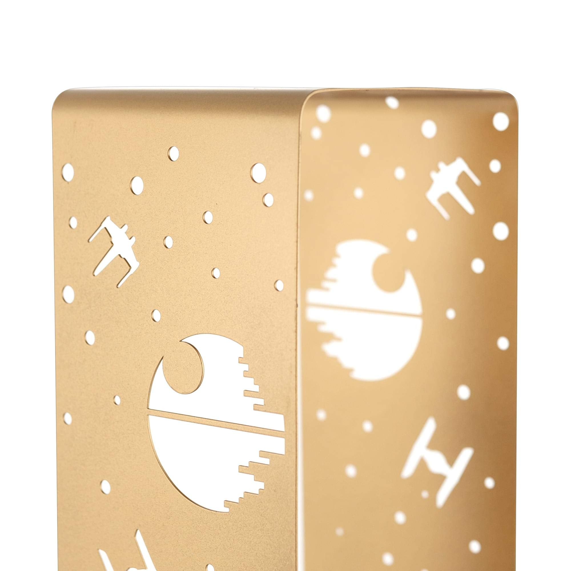 Seven20 Star Wars Lantern - Gold Die-Cut Battle of The Death Star, 12in Tall, Iron, Multicolor, Model SW10718, Indoor & Outdoor Use