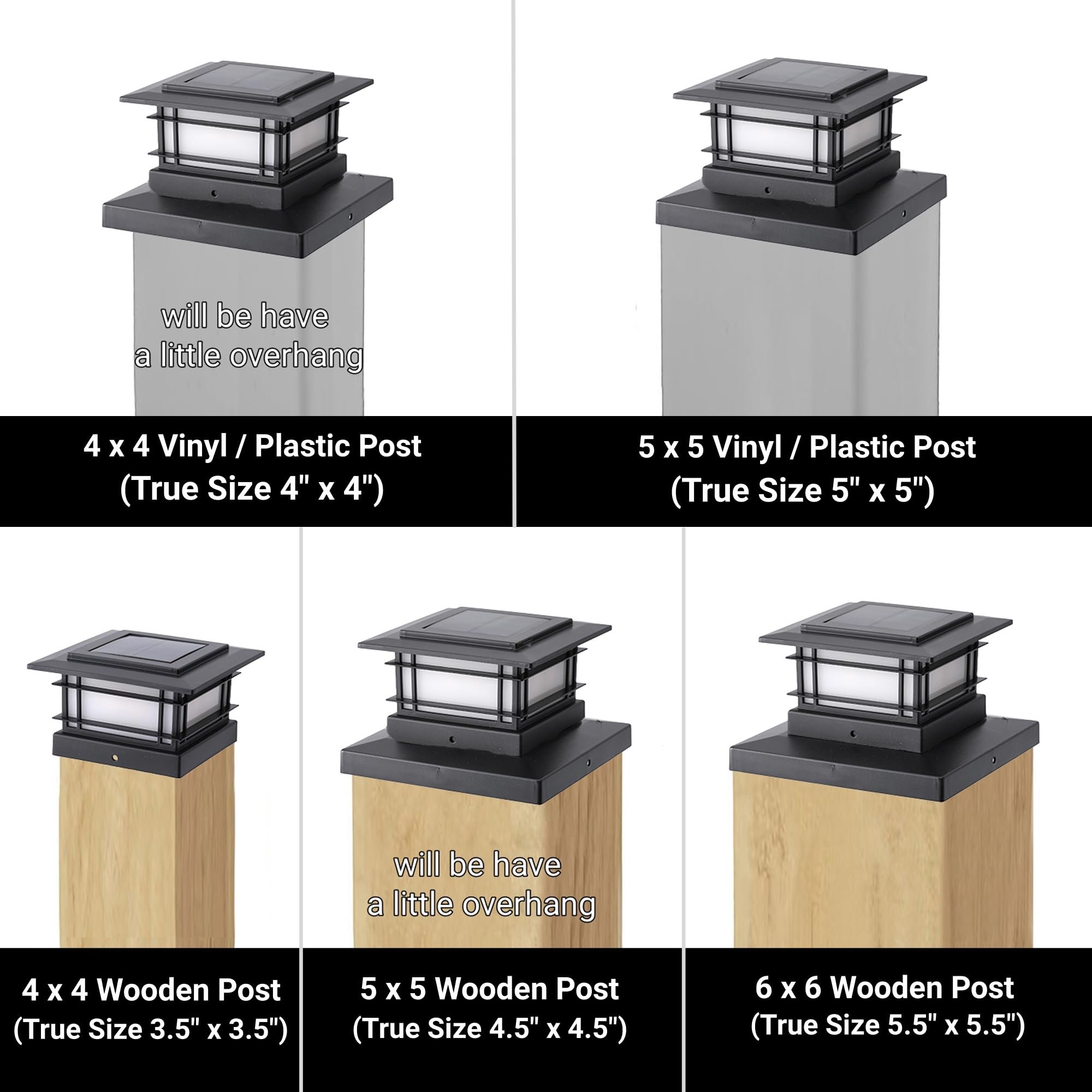 Dynaming 6 Pack Solar Post Lights Outdoor, Solar Powered Fence Post Cap Lights, High Brightness Warm White Smd Led Lighting Decor For Garden Deck Patio, Fit 4X4, 5X5 Or 6X6 Wooden Posts