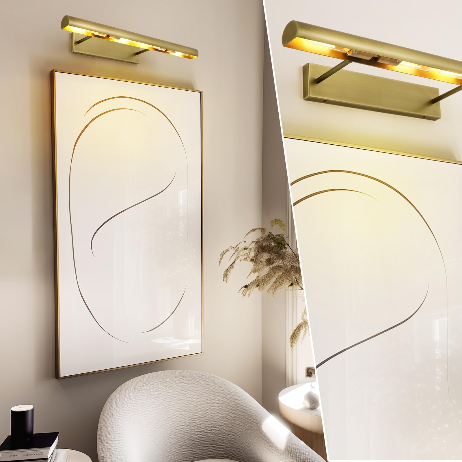 Pioutnf Brass Picture Light, 30Inch Picture Lights For Wall, Hardwired Wall Lights For Picture, Large Wall Picture Light, Dimmab