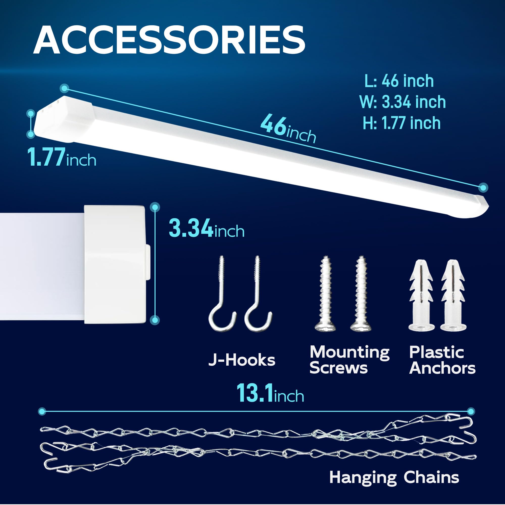 Hykolity 4Ft 70W Led Shop Light Linkable  8000Lm(300W Equivalent)  5000K Utility Shop Lights For Garages  Workshops  Basements  Hanging Or Flushmount  With Power Cord And Pull Chain  Etl White  2 Pack