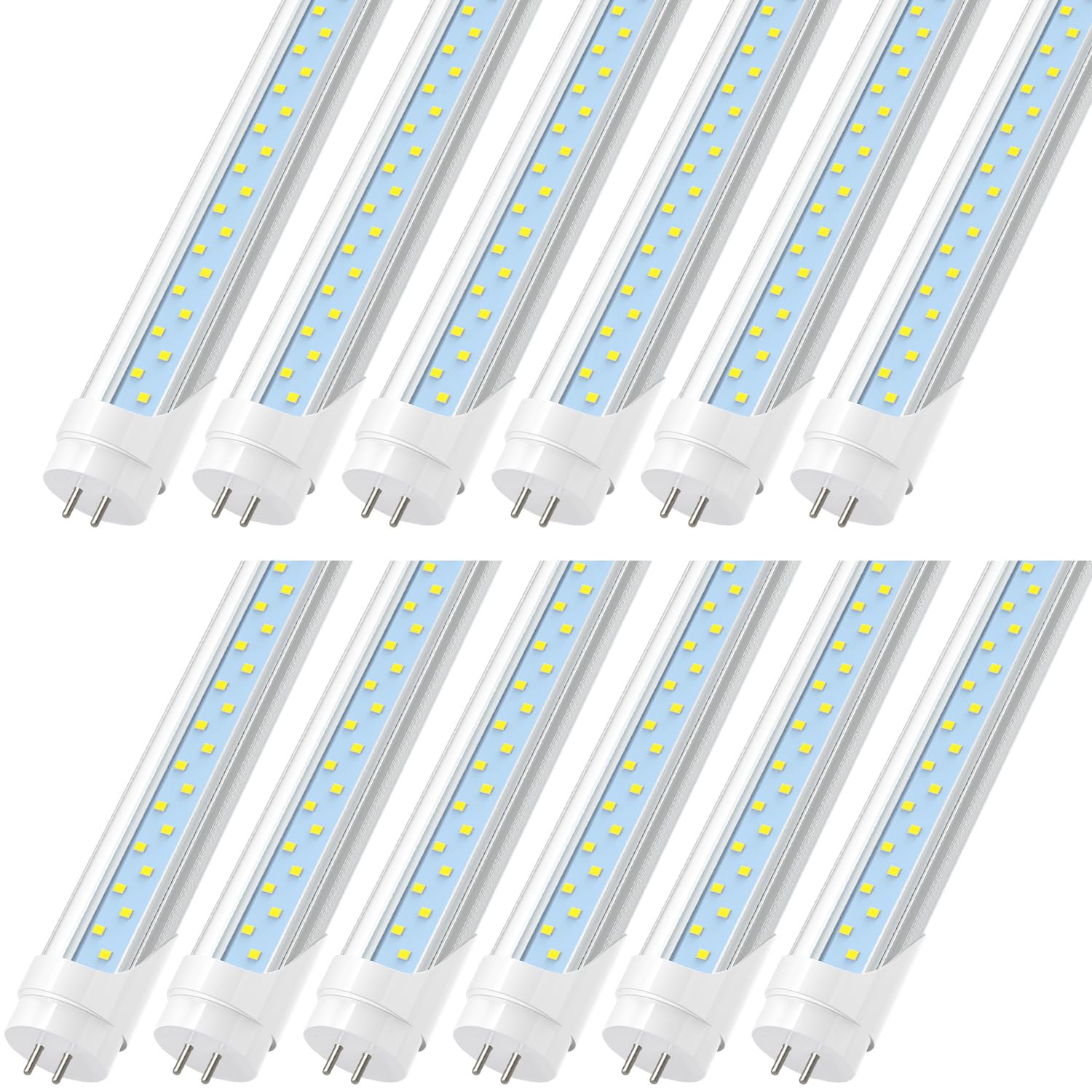 JESLED T8 LED Tube Light 3FT 18W 2520LM 6000K Dual Ended Clear Aluminum 12-Pack Model JD-T83FT-G13-A2-TC