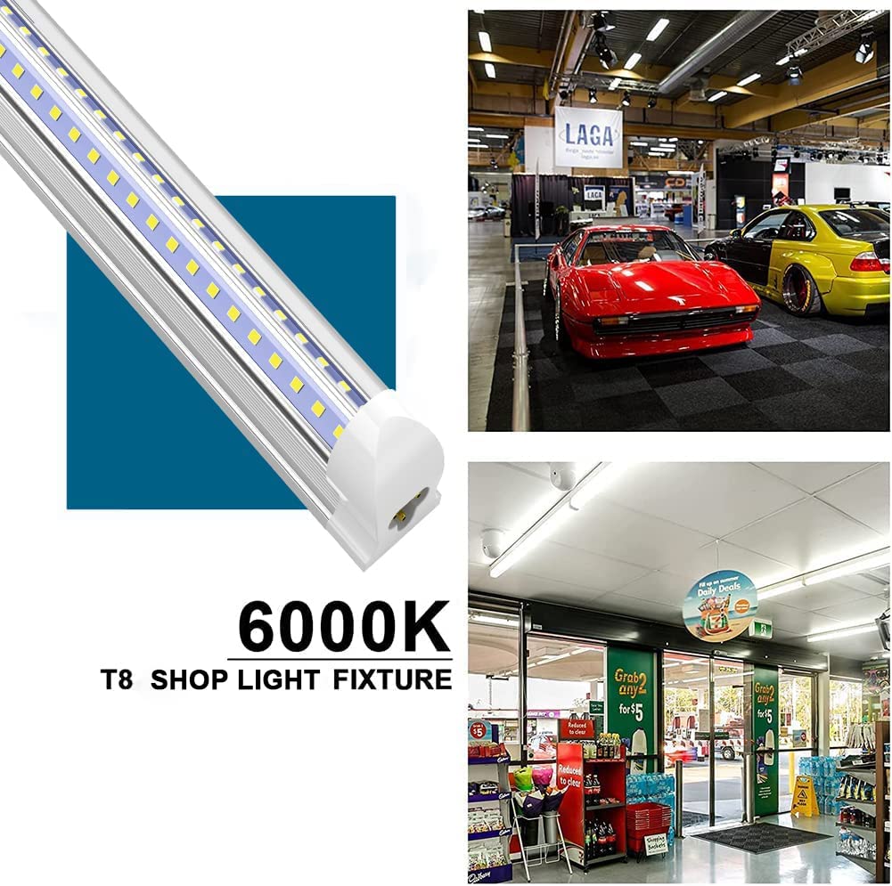 Shopled Led Shop Light 4Ft, 36W 4680Lm 6000K Cool White, V Shape, T8 4 Foot Led Tube Light Fixtures, Led Shop Lights For Garage,