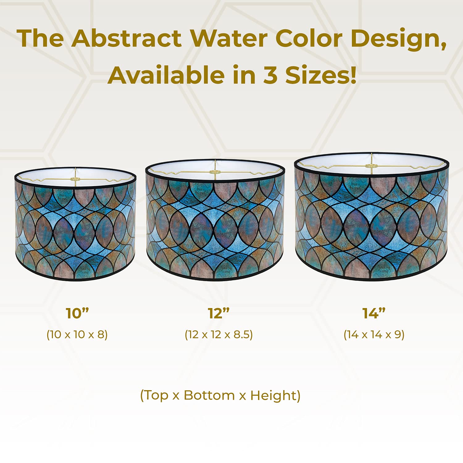 Royal Designs, Inc. Trendy Decorative Handmade Drum Shade, Made In Usa, 12In, Hbc-8041-12, Cool Hues