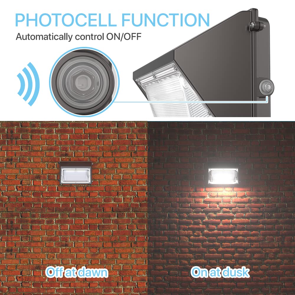Hyperlite Wall Pack Lights Outdoor Led 120W With Dusk-To-Dawn Photocell, Ideal Outdoor Security Lighting Commercial And Industri