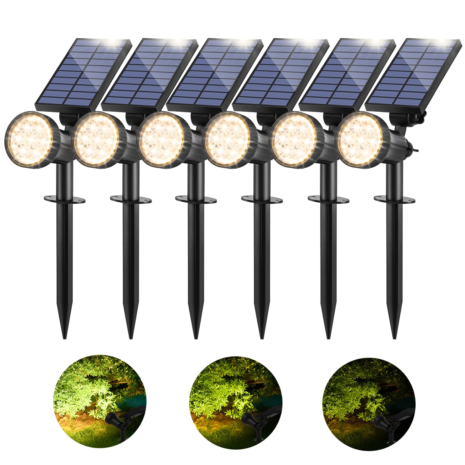 6-Pack Solar Spot Lights For Outside  Solar Powered Lights With 30Leds & 3 Modes  Outdoor Solar Light Waterproof  Dusk To Dawn Solar Landscape Lighting For Yard Garden Tree Flag Sculpture(Warm White)