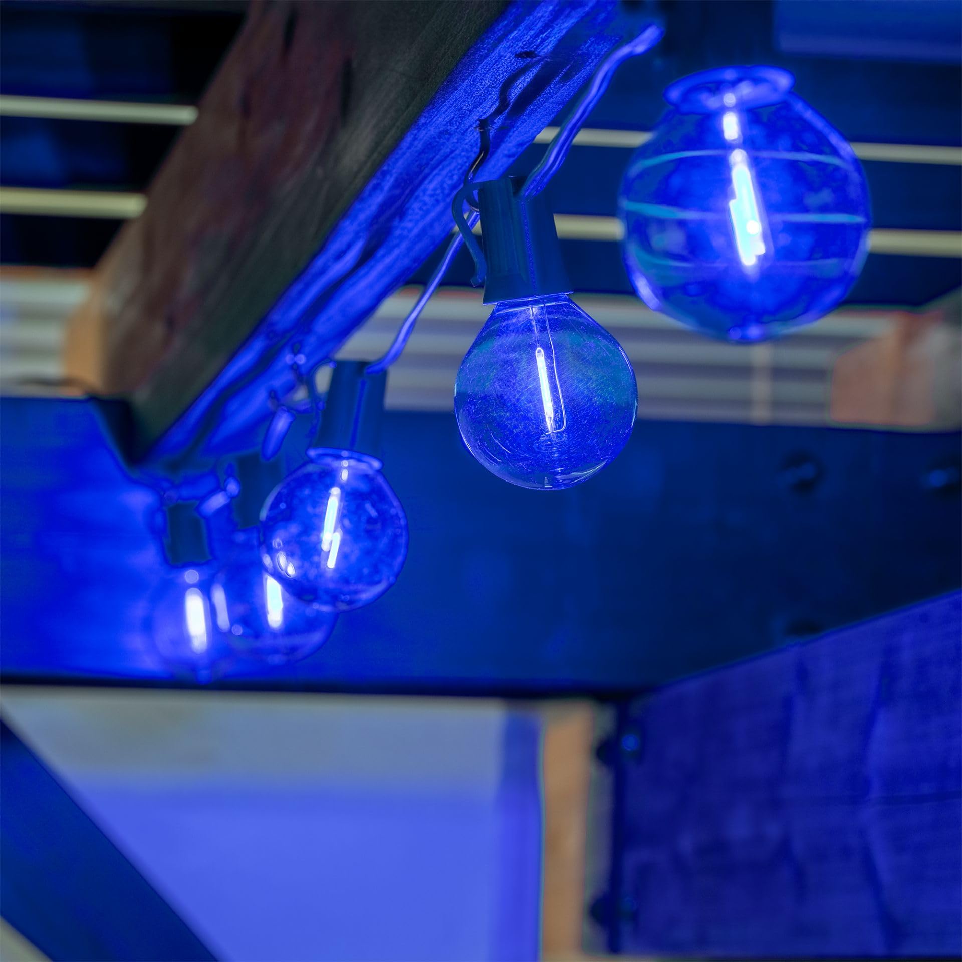 Novelty Lights 25 Pack Blue G40 Led Filament String Light Bulbs  E12/C7 Candelabra Base  5 Watt Equivalent  Shatterproof Replacement Bulbs For Patios  Canopy Lighting