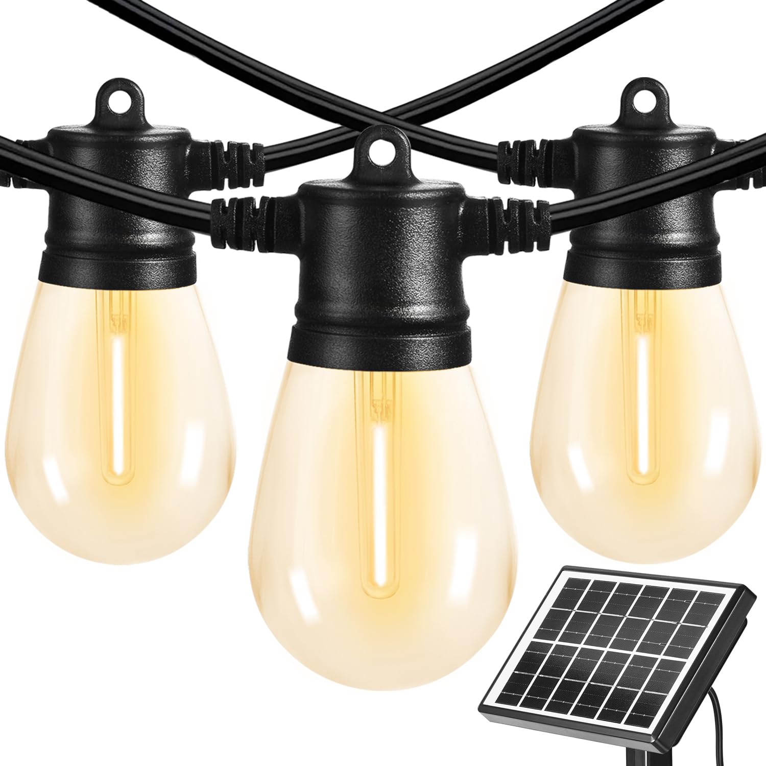 SUNTHIN 100ft Solar String Light Outdoor, USB Rechargeable Patio Solar Outdoor Lights with Waterproof & Shatterproof 30 LED Bulb