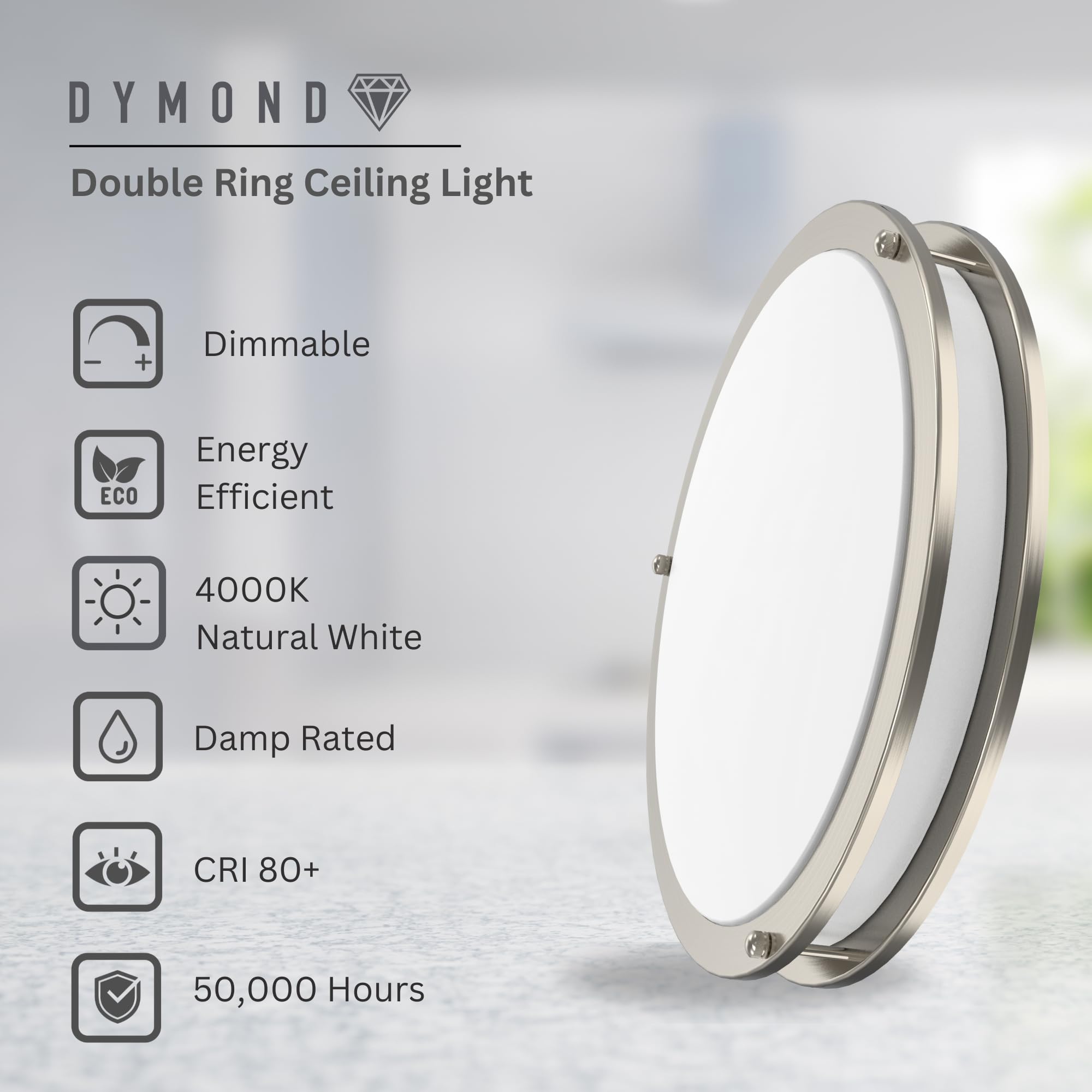 Dymond Led Ceiling Light Dimmable Flush Mount Adjustable Light Color (2700K/3000K/3500K/4000K/5000K) 5-In-1 Selectable Cct (10" 4000K)