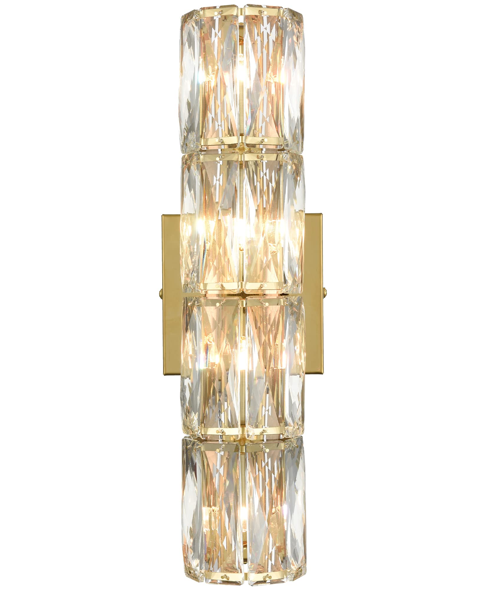 SAMTEEN Gold Wall Sconce Modern Crystal Sconces Wall Lighting 4-Light Bathroom Wall Mount Light Crystal Vanity Light Fixture for