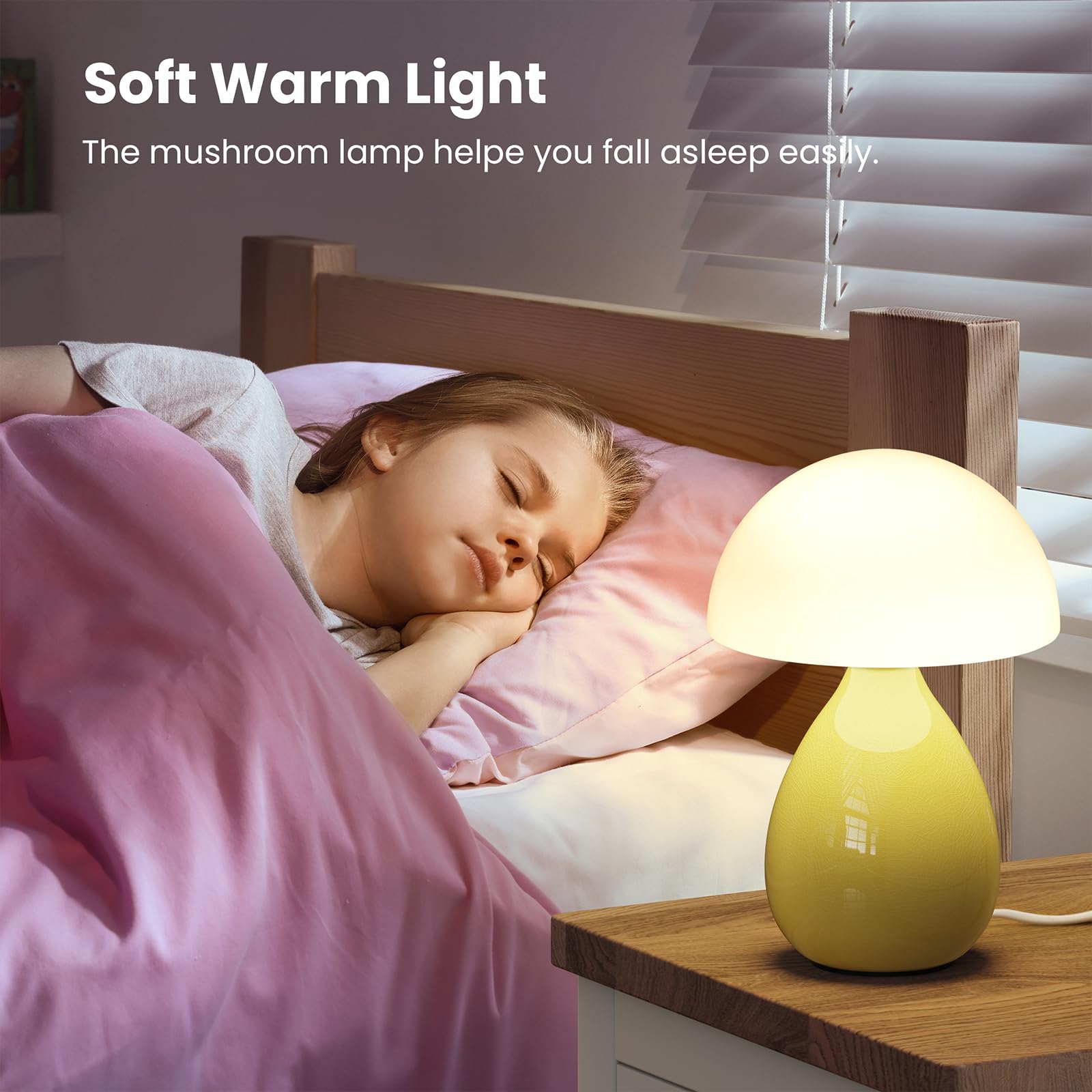 Vanbolon Mushroom Lamp Bedside, Mini Modern Lamp Small Vintage Table Nightstand Light, Small Light Dimmable For Bedroom, Living