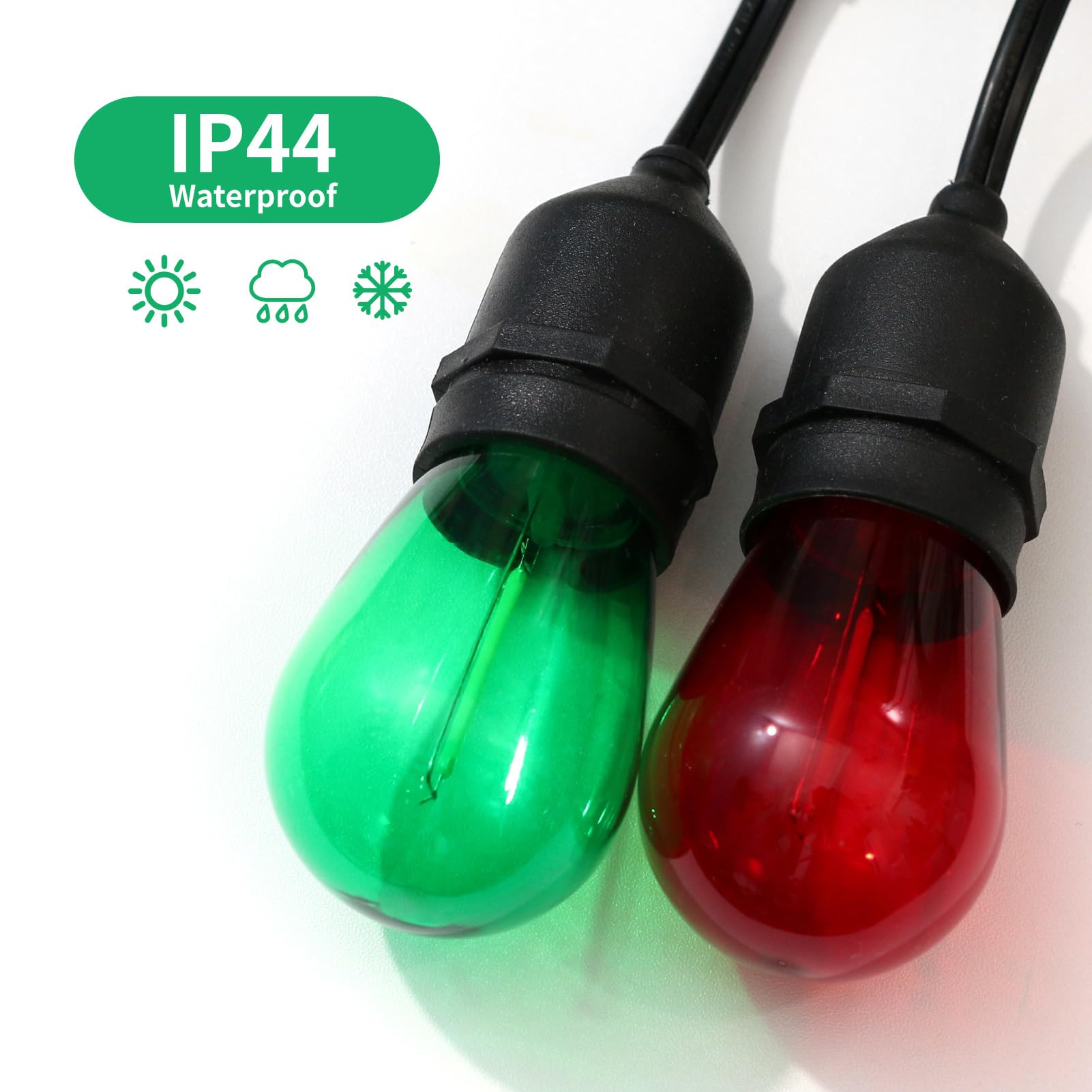 Meconard S14 Colored Led String Light Bulbs,1 Watt Plastic Shatterproof Waterproof Outdoor Indoor Replacement Bulbs For Home Dec