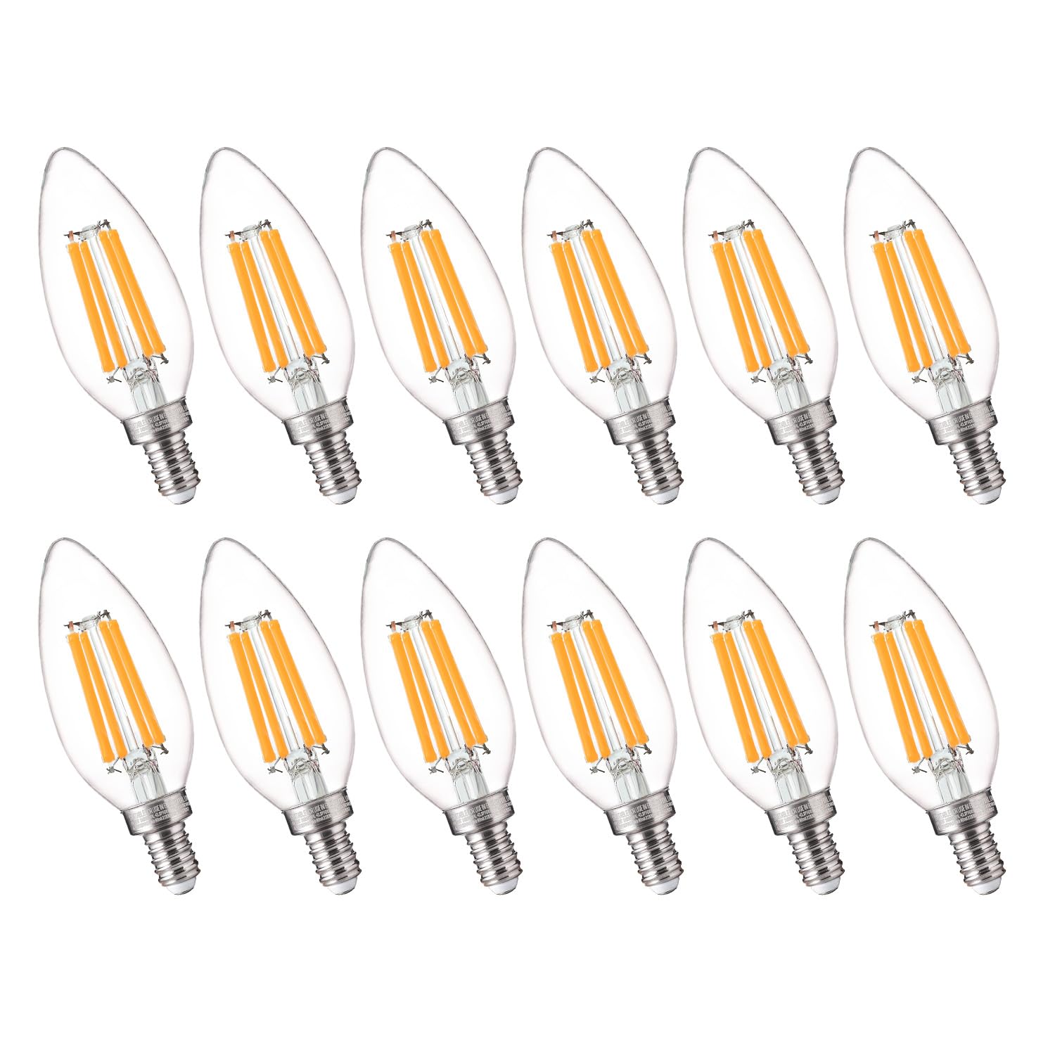 Flsnt 100W Equivalent Led Candelabra Bulbs, 800Lm Dimmable B11 E12 Led Chandelier Light Bulbs, 5.5W, 2700K Soft White, 12 Pack