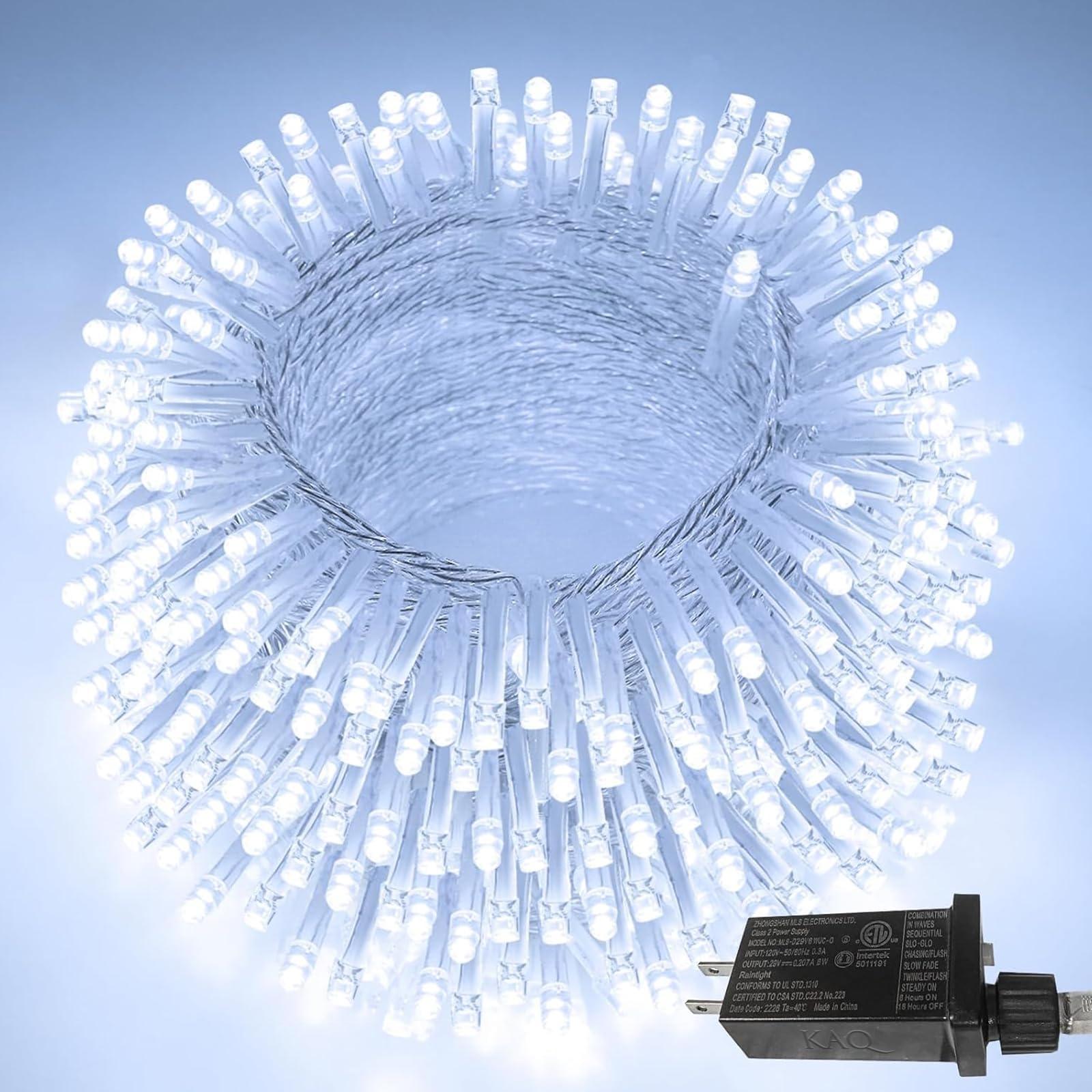 66 Ft 200 Led Christmas String Lights Outdoor/Indoor, Extendable Twinkle Fairy Lights Waterproof Clear Wire With 13 Modes For Ga