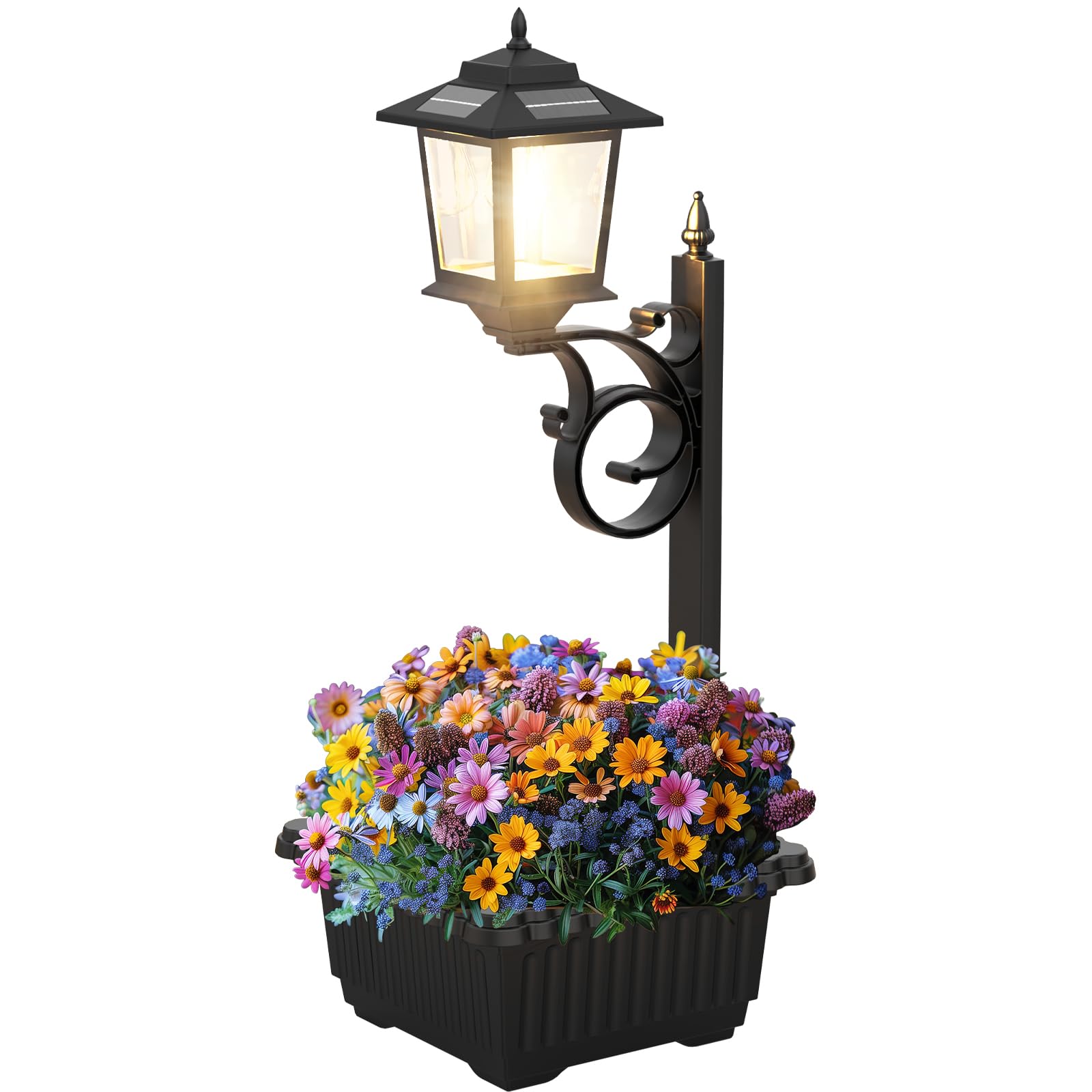 2 in 1 Solar Lamp Post Light with Planter  Waterproof  Solar Light Flower Pot  Wall Mount or Freestanding Floor Llghts  Outdoor Planters Decorative for Garden Patio  Front Porch