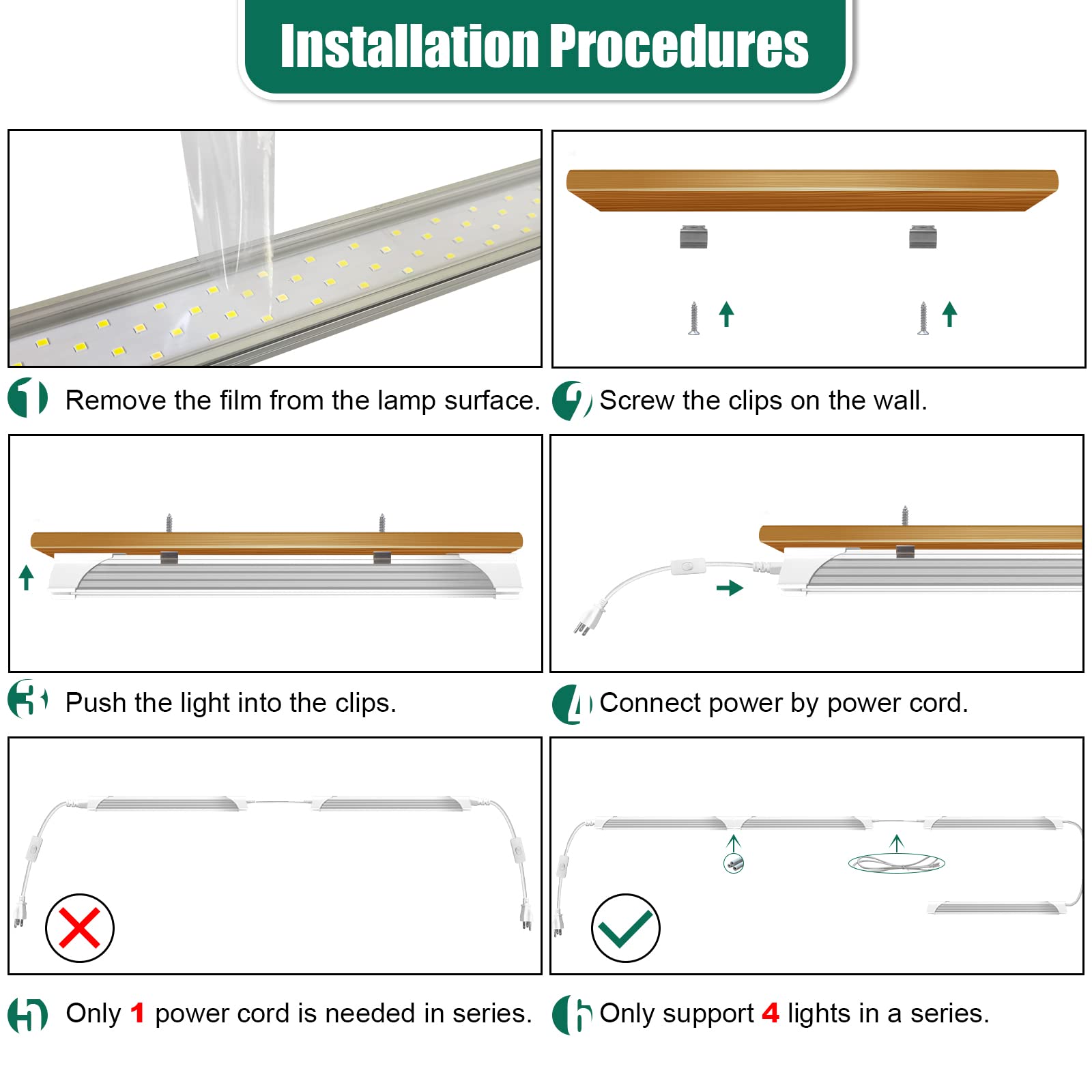 SZHLUX LED Shop Light 110W 8FT 17400LM Integrated Ceiling Fixture White ZM-6T120W
