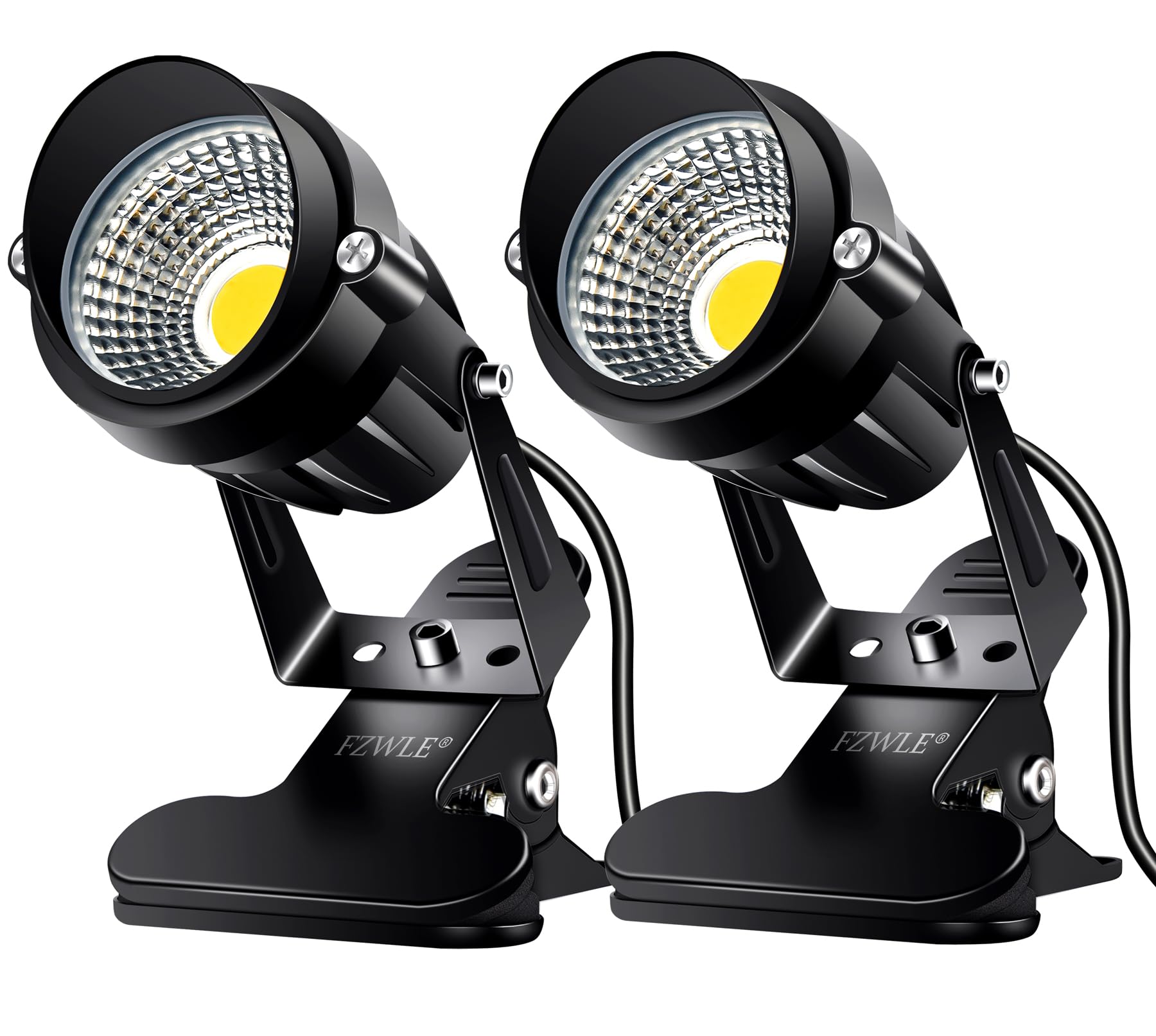 Fzwle Spot Lights Clamp Indoor Spotlights, 7W Clip On Lights Daylight White Uplights With 6Ft Cord And Switch For Trade Show, Workshop, Billboard, Desk Lighting (2 Pack)