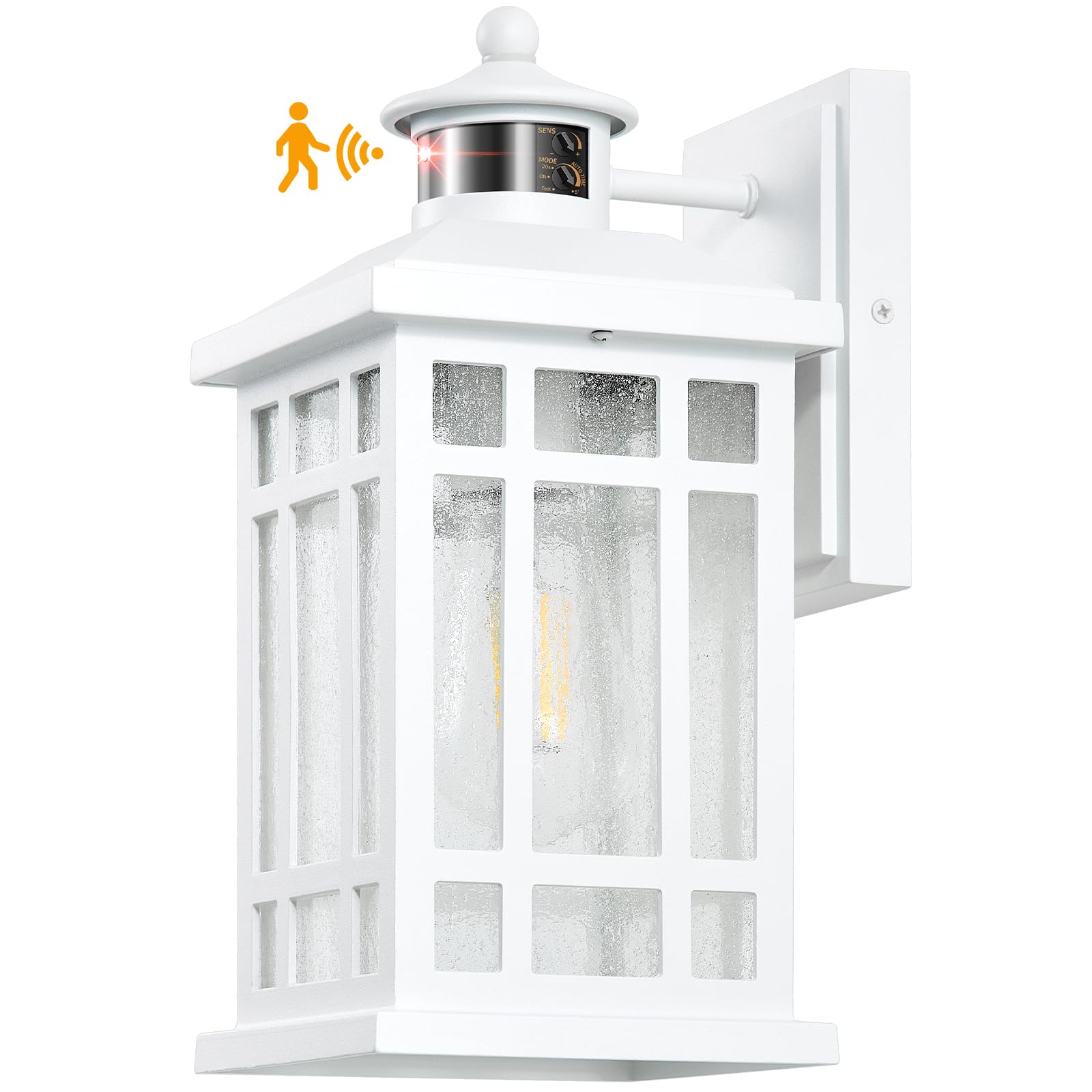 OPAXIS Motion Sensor Outdoor Lighting Fixture, Waterproof, Adjustable Brightness, White, Model P816041WH, 1 Pack