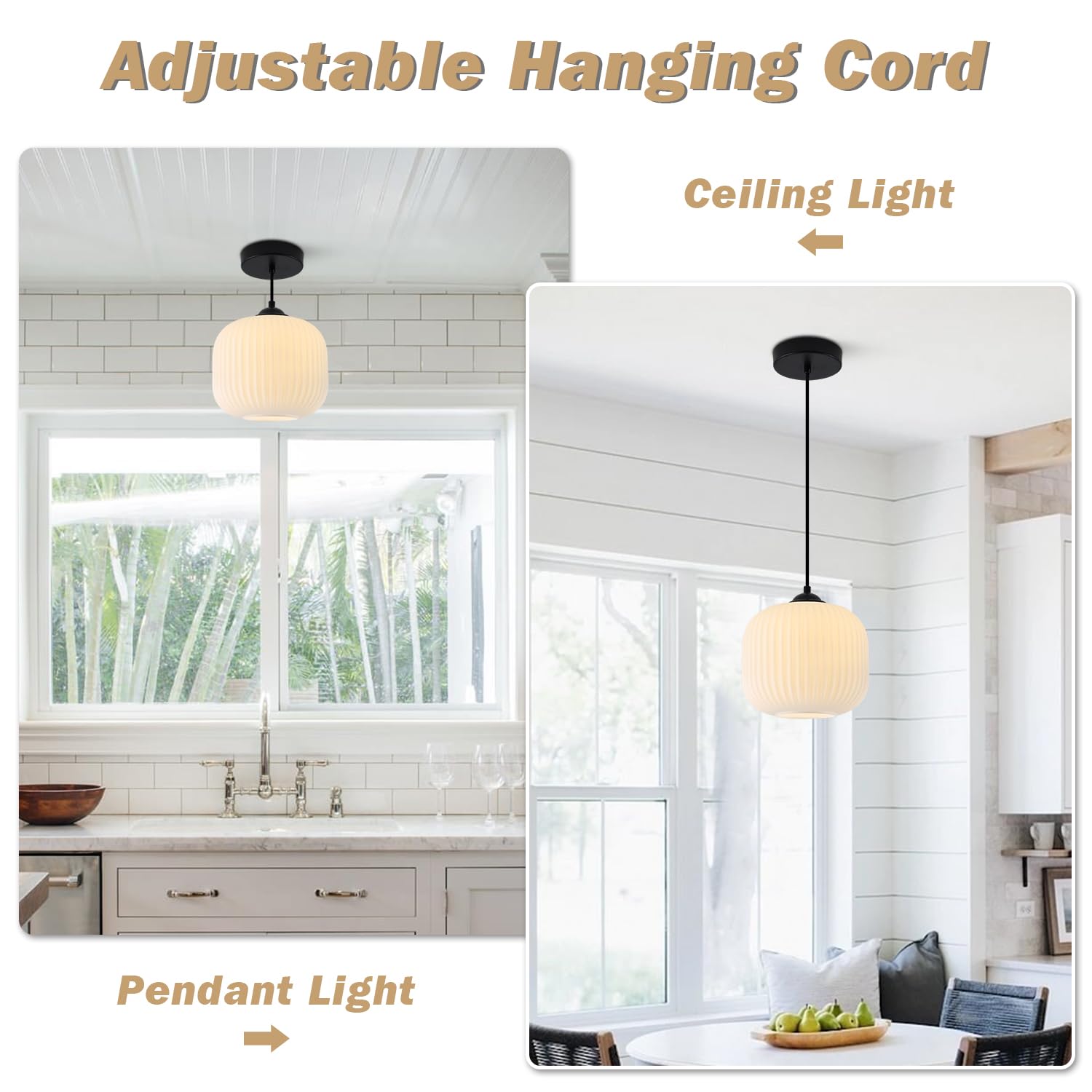 Kco Lighting Frosted White Glass Pendant Light Black Pendant Light Fixture Mid Century Modern Globe Pendant Light Rustic Farmhou