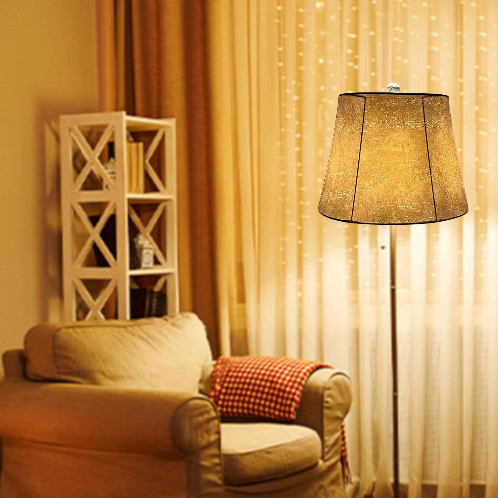 Tootoo Star Drum Lampshades Set Of 2, Leather, 10X14X10, Hand Crafted For Table & Floor Lamps, Model Sx-0206Ss