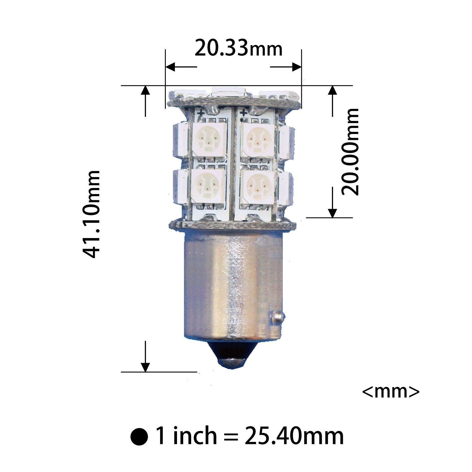 PA LED 20SMD Purple Auto Bulb 1156 Ba15s for Turn Signal & Tail Light, Model 20MCP-19ANF-N0