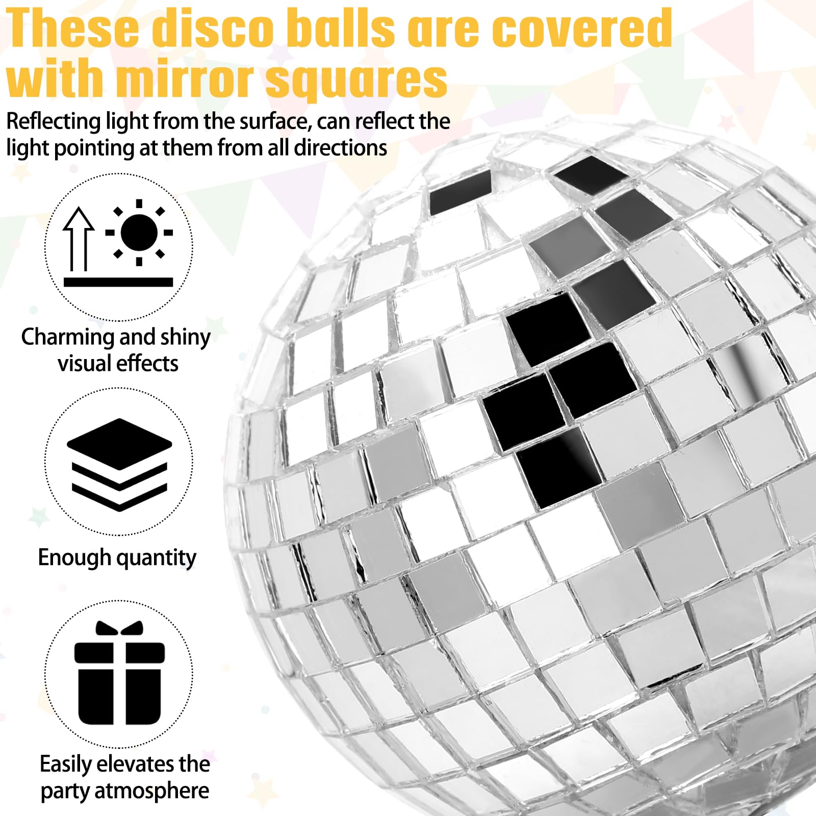 Geetery 70 Pcs Disco Ball Cake Topper Various Sizes Disco Ball Cake Decorations Reflective Mirror Disco Ball Decor Silver Disco