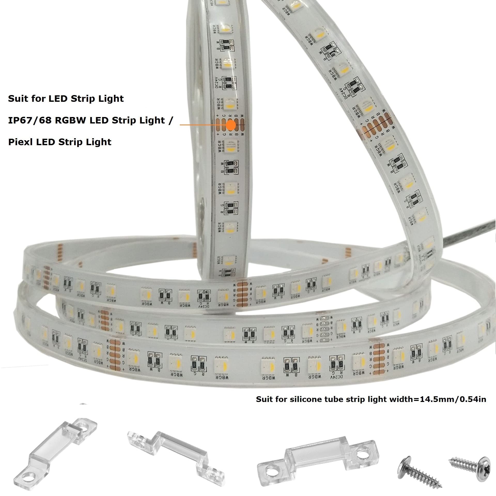 Mmsd 100 Pack Led Strip Light Mounting Brackets For Outdoor Rgbic Led Strip Light Clips With 202 Screws Suit For 13-14Mm Wide Ip67/68 Waterproof Strip Lights