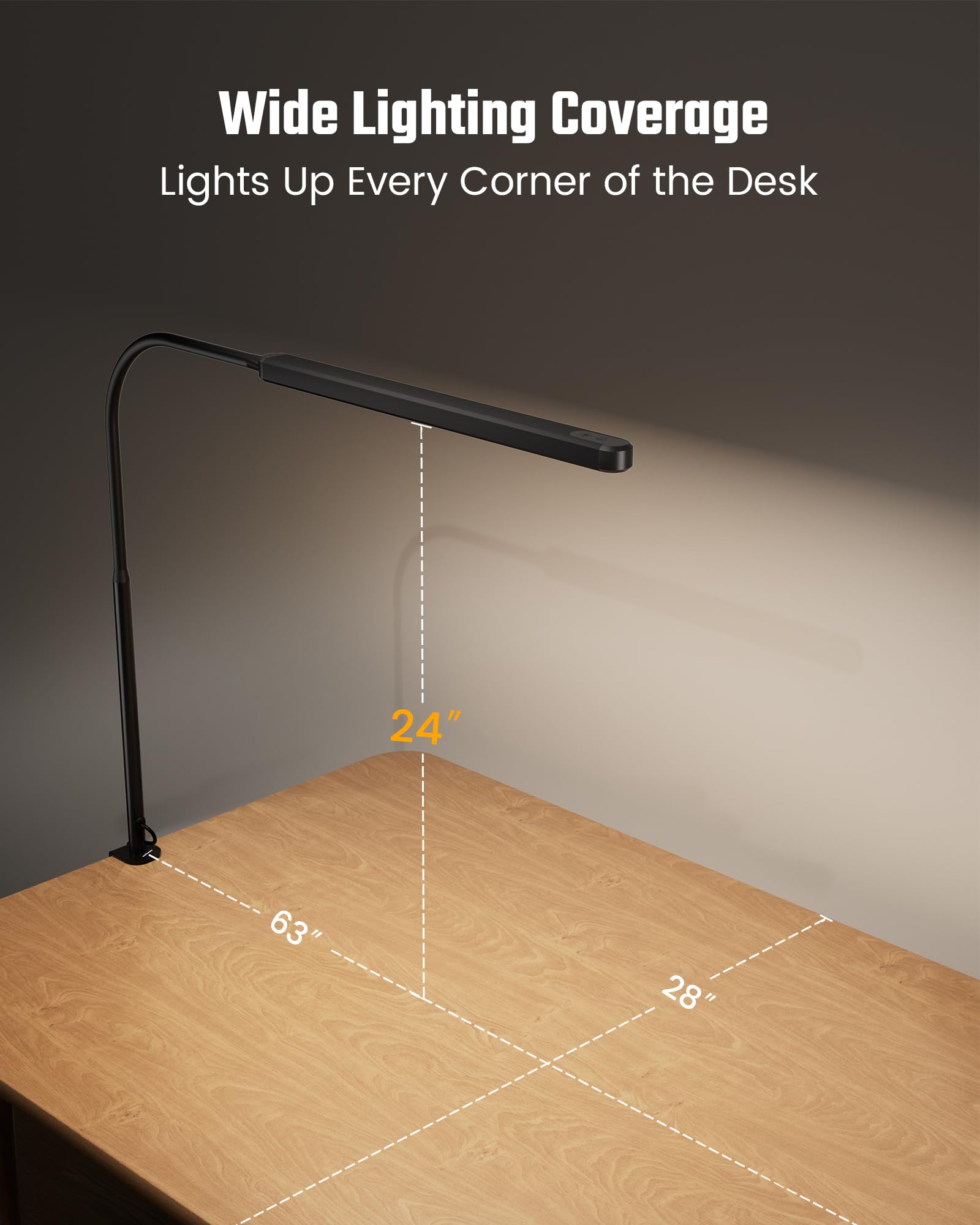 Superdanny Led Desk Lamp, Eye-Caring, 360° Gooseneck, Touch Control, 3 Light Colors,