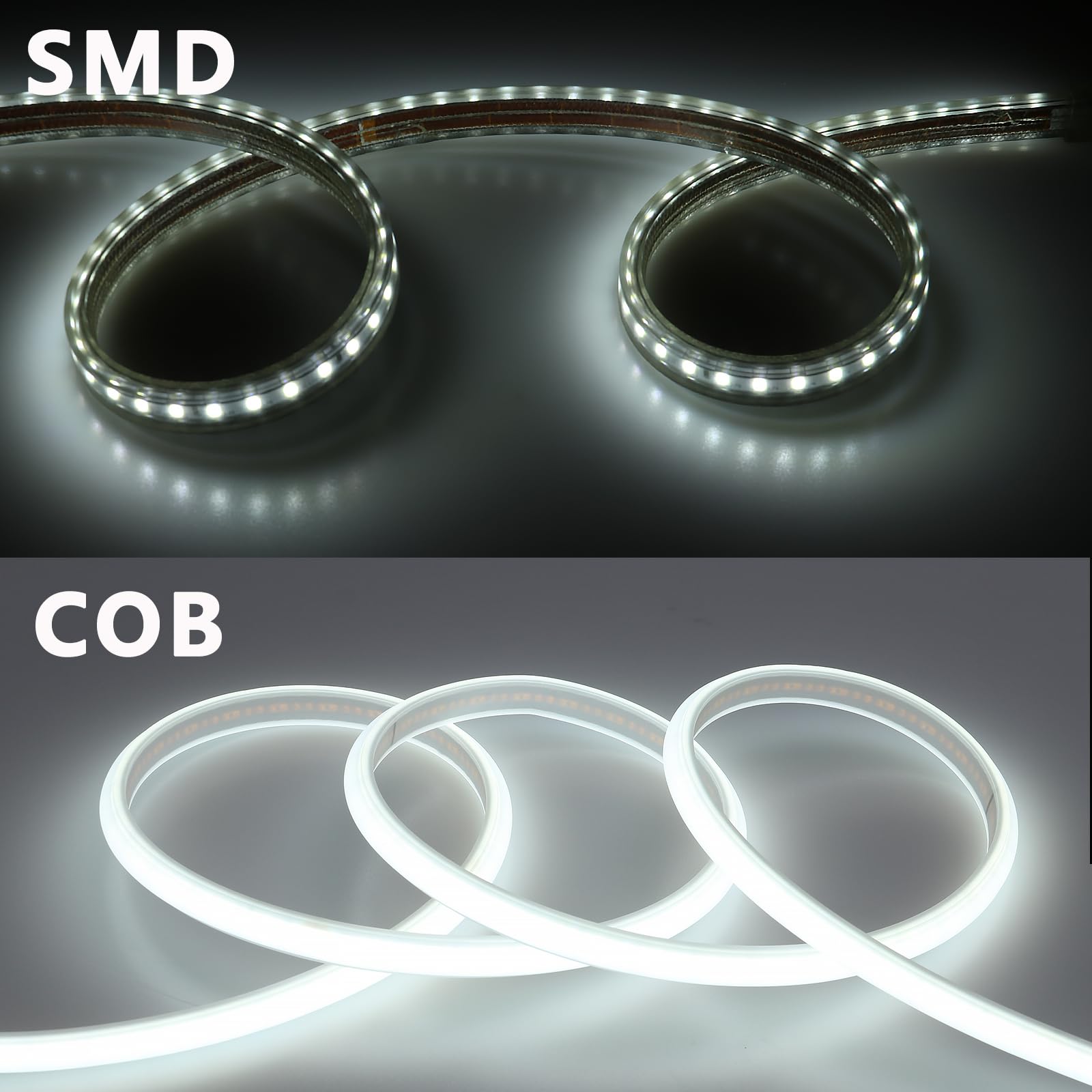Benlun Ac 110V Cob Led Strip Light Outdoor Waterproof 65.6Ft, 6000K Cool White Super Bright 200W Cri 90+ Led Rope Lights, Ip65 Flexible Cuttable, For Bedroom Garden Commercial House