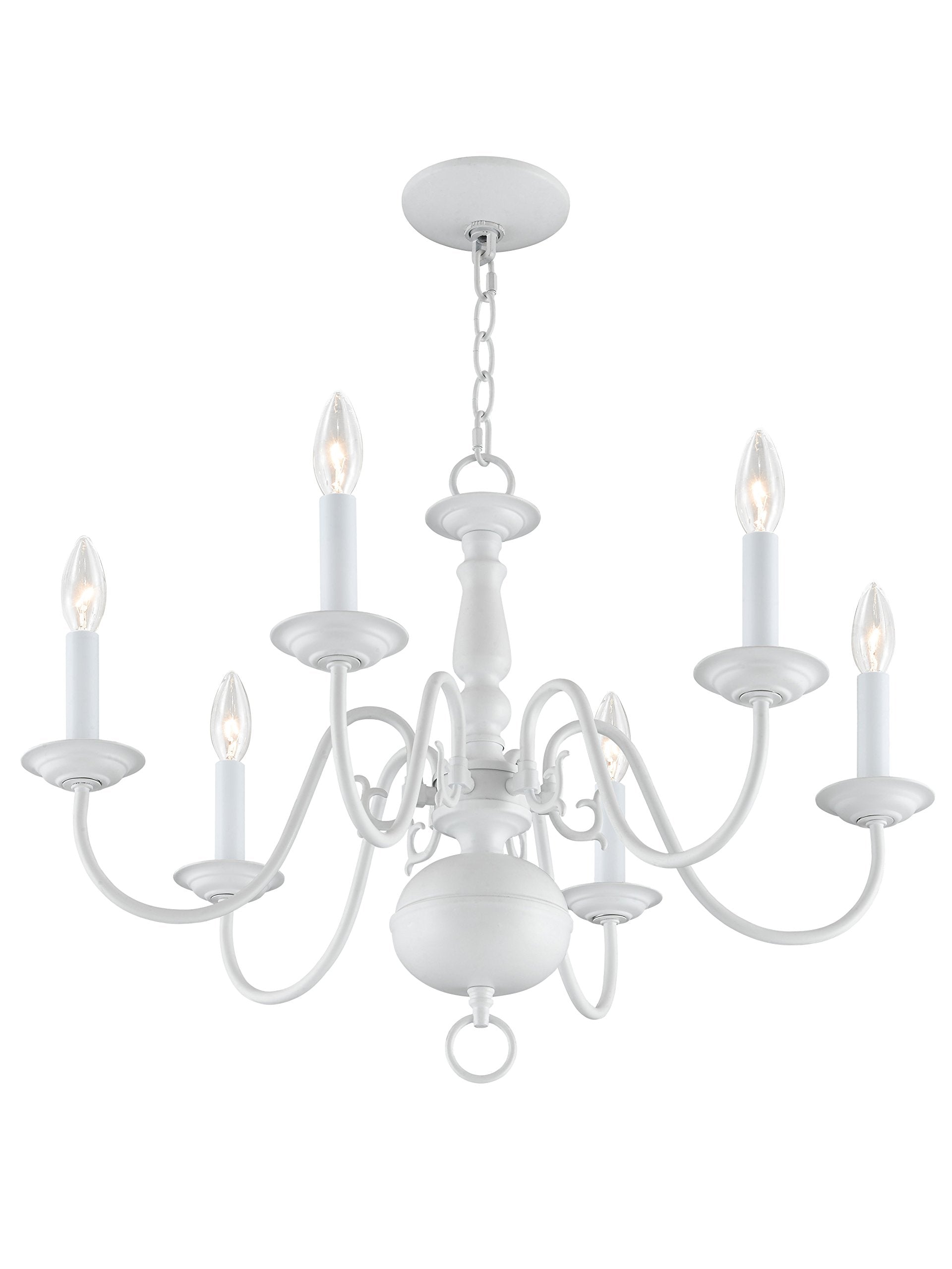 Livex Lighting 5006-03 Williamsburgh 6-Light Chandelier, White