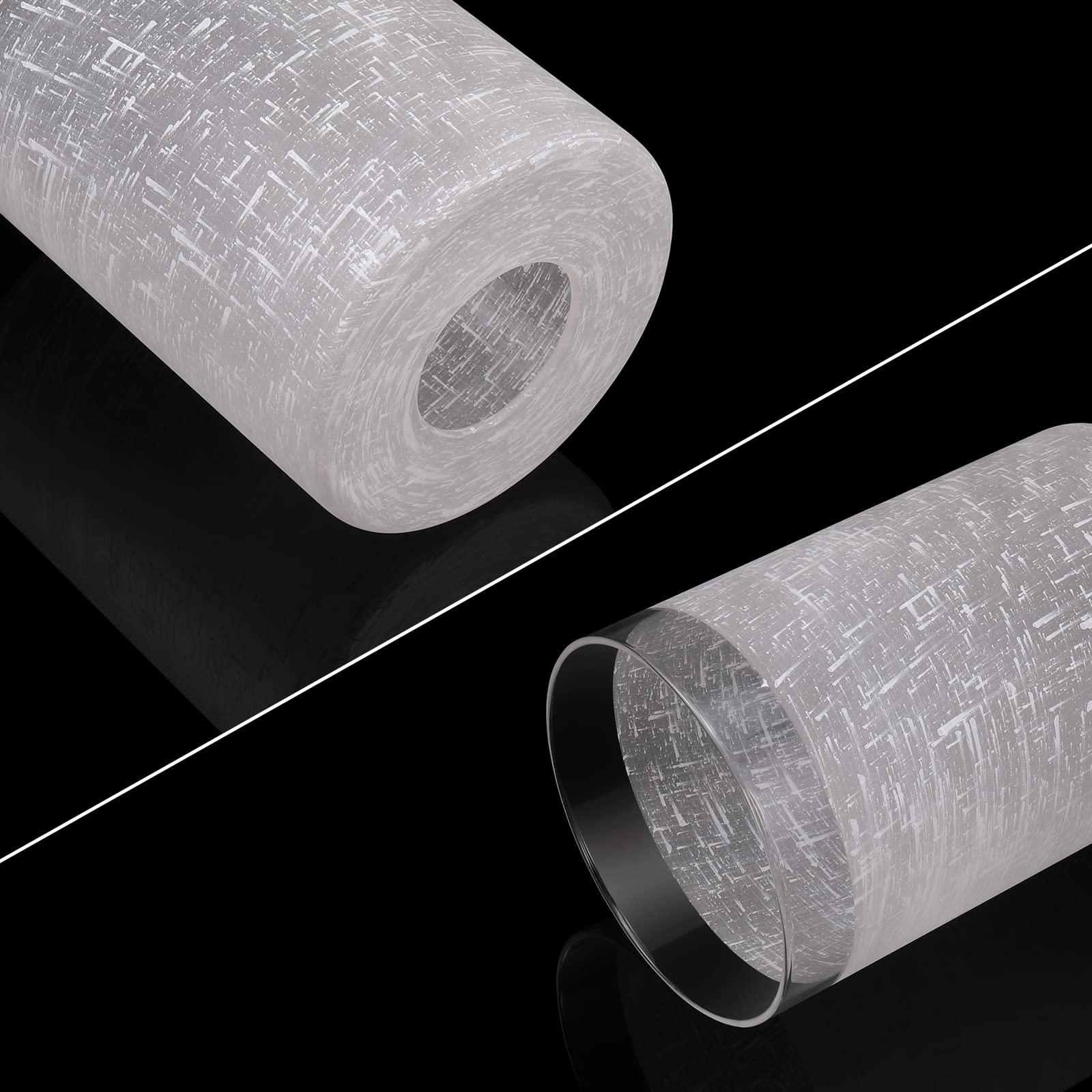 Canomo 6 Packs White Linen Frosted Glass Lamp Shade, 6 x 4 Cylinder Light Fixture Replacement Globe or Cover with 1-5/8-Inch Fit