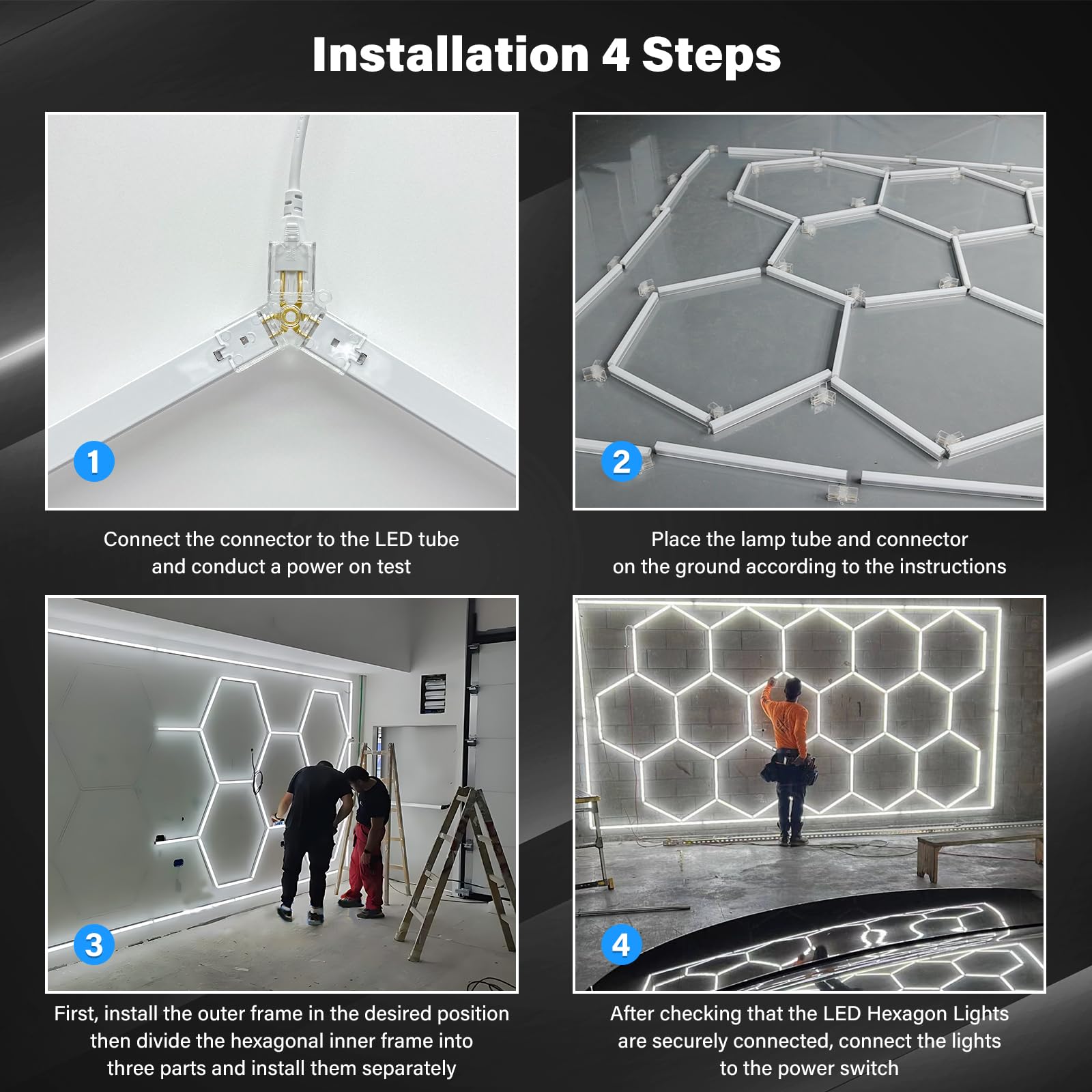 Led Hexagon Lights - Garage Lights, 556W 66720 Lumen Cool White Light 6500K, Ceiling Lighting For Garage Gym Barber Shop