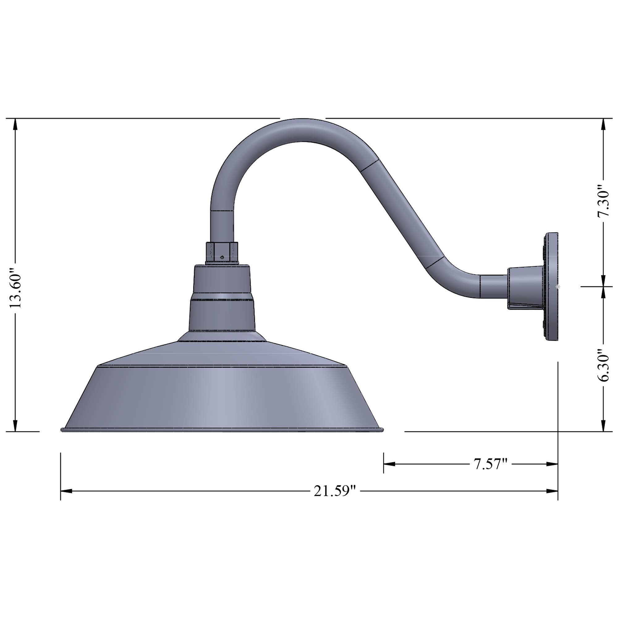 HTM LIGHTING SOLUTIONS Gooseneck Barn Light Fixture 14in. Alloy Steel White 14.5in. Extension Arm UL Listed 2-Pack