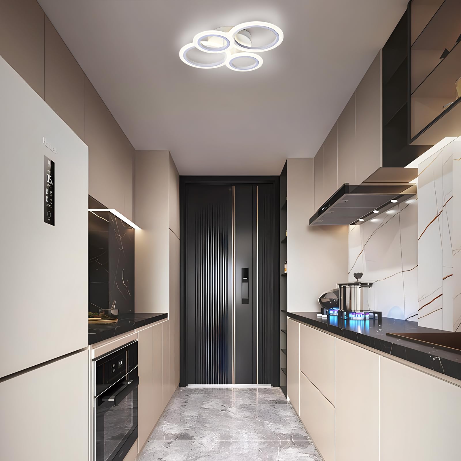 Vikaey Modern Led Flush Mount Ceiling Light, 4 Rings White Close To Ceiling Light, Lighting Fixture Ceiling Lamp For Kitchen, Living Room, Bedroom, Laundry Room, 4000K Not Dimmable