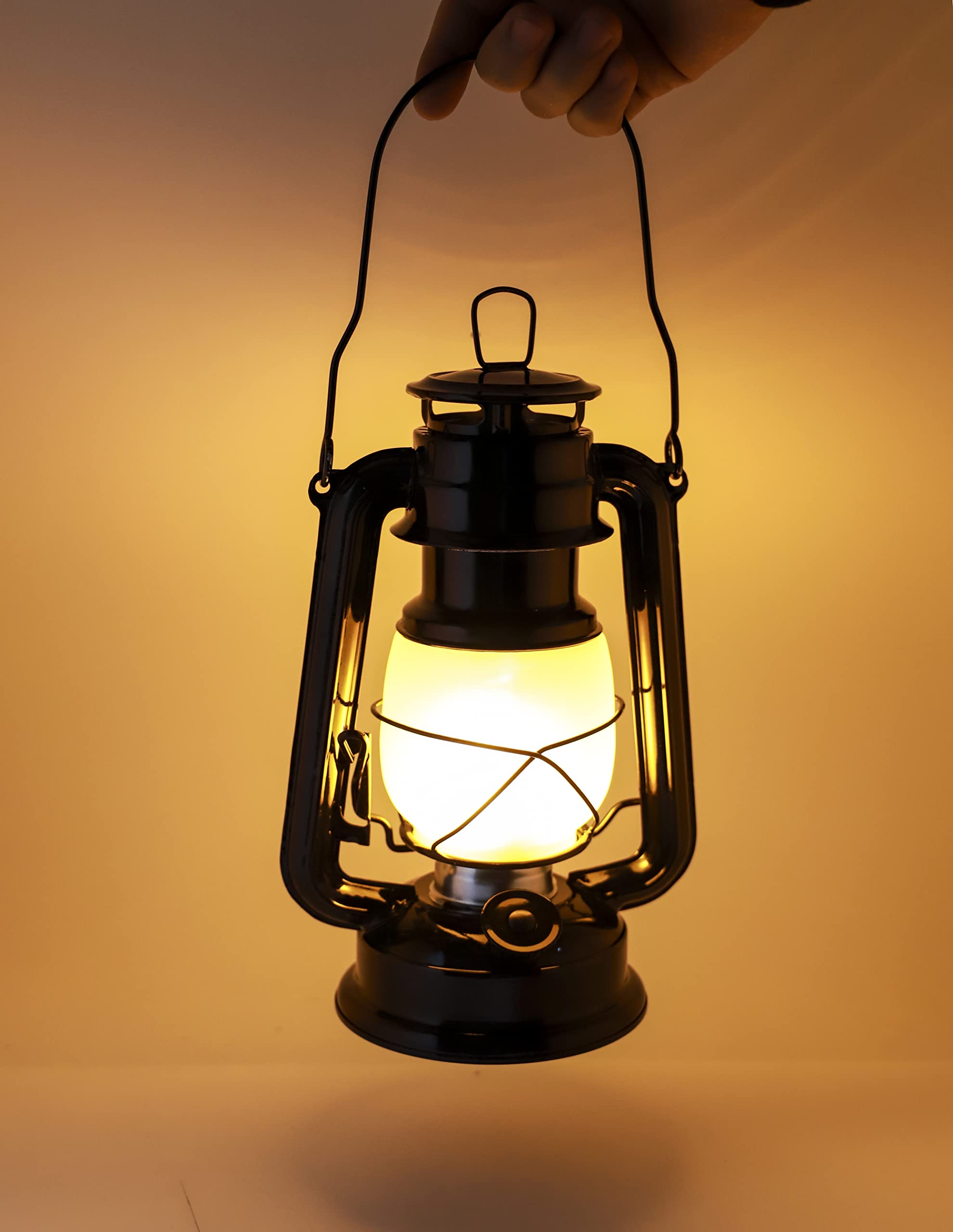 YAKii LED Vintage Flame Lantern, Metal Hanging Lantern, Battery Operated, Black, Pack of 2, Model LP023F-B-2