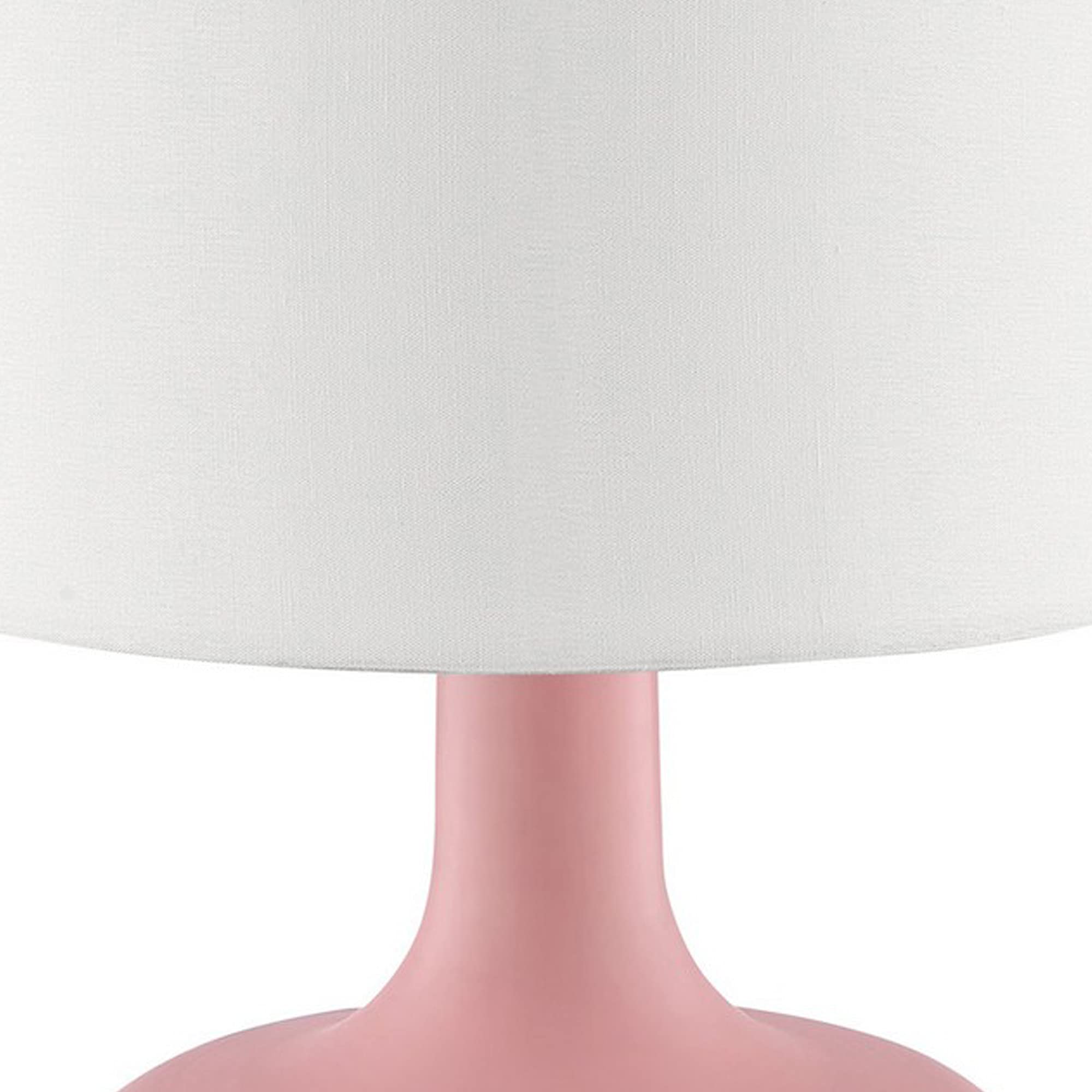 Benzara Bm240454 Table Lamp With Teardrop Metal Base & Fabric Shade, Pink