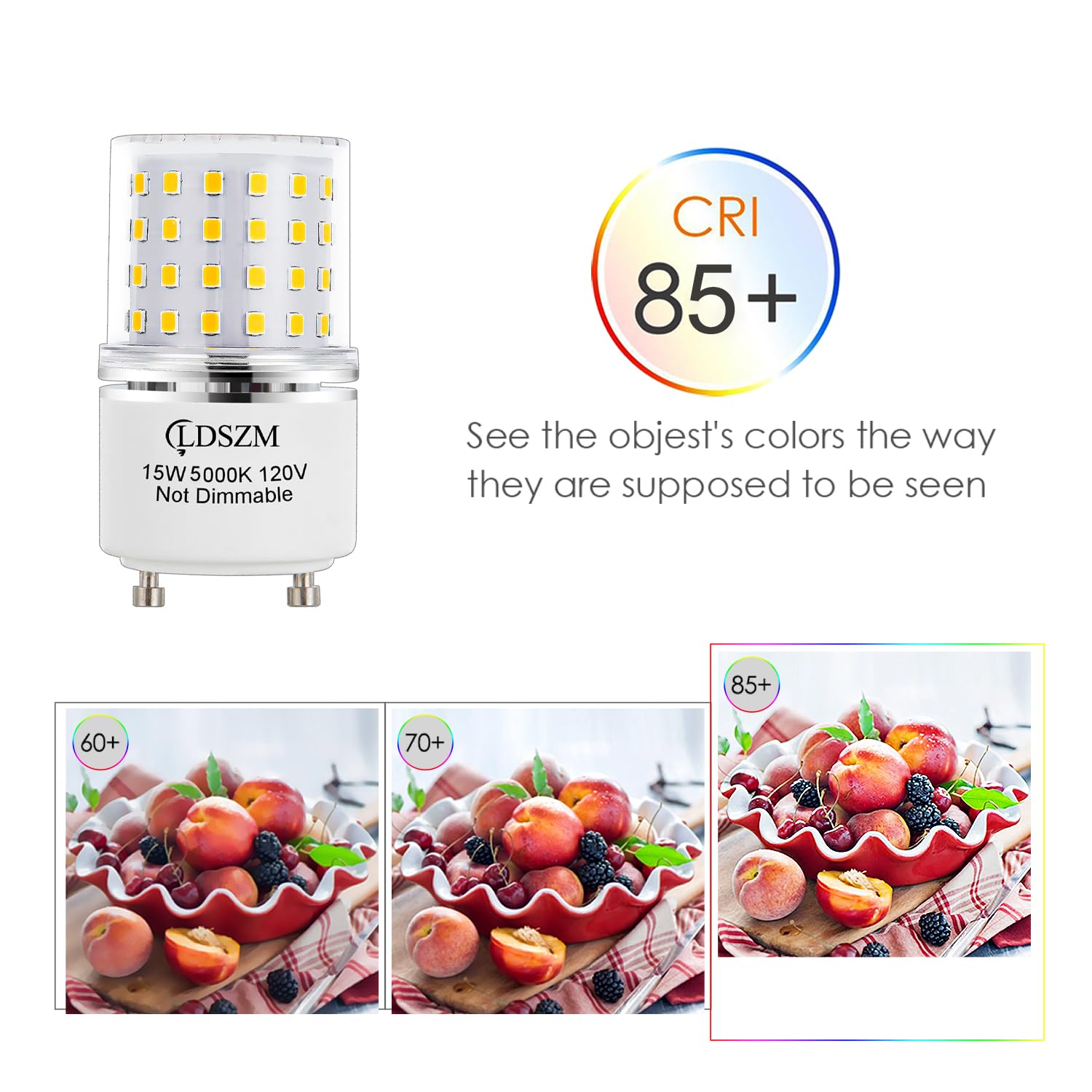 LDSZM GU24 LED Light Bulb 15W Non-Dimmable 1200lm 5000K Daylight, 4-Pack, Aluminum, Model 369-GU24-15