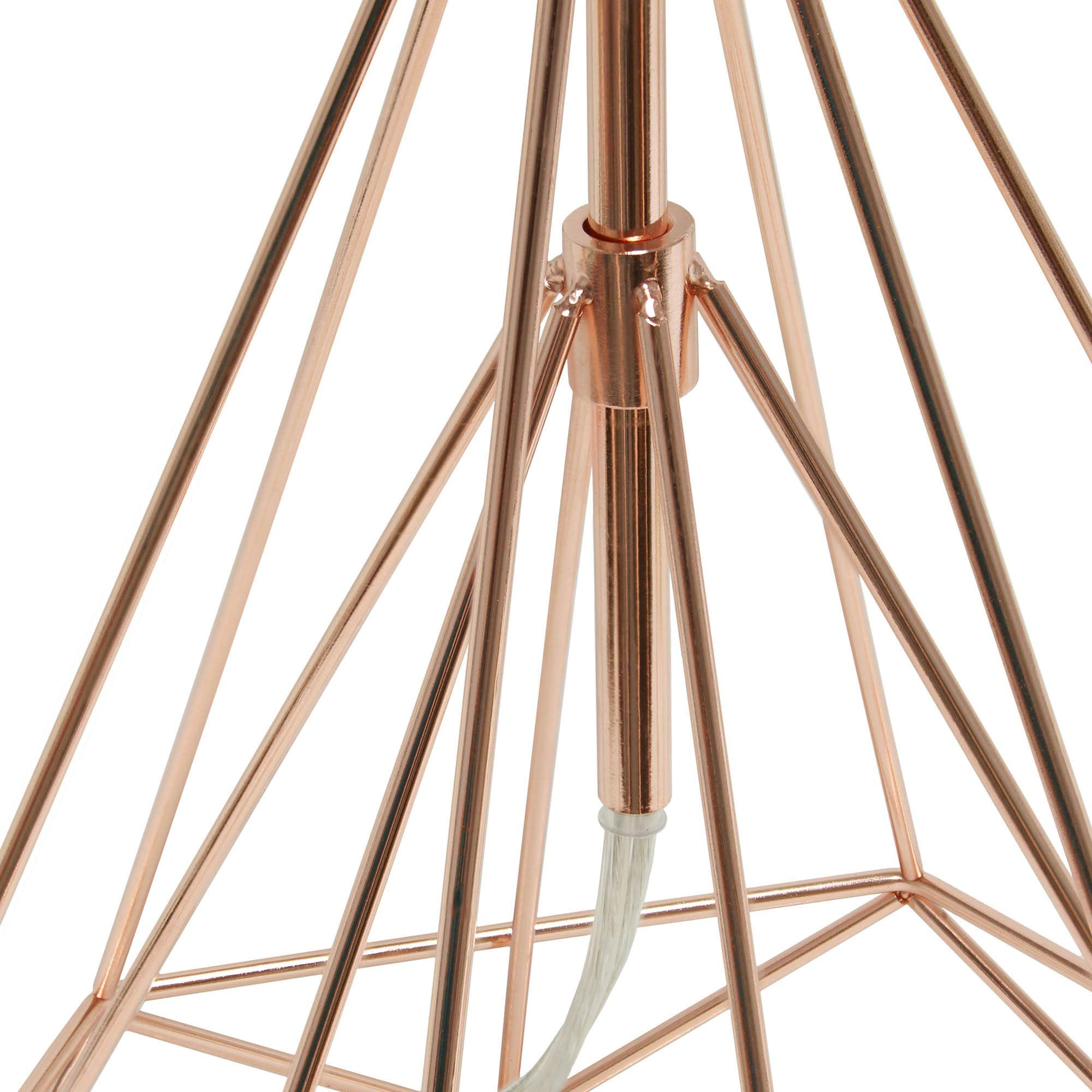 LALIA HOME Decorative Table Lamp, Rose Gold Metal Base, White Fabric Shade, Model LHT-5024-RG
