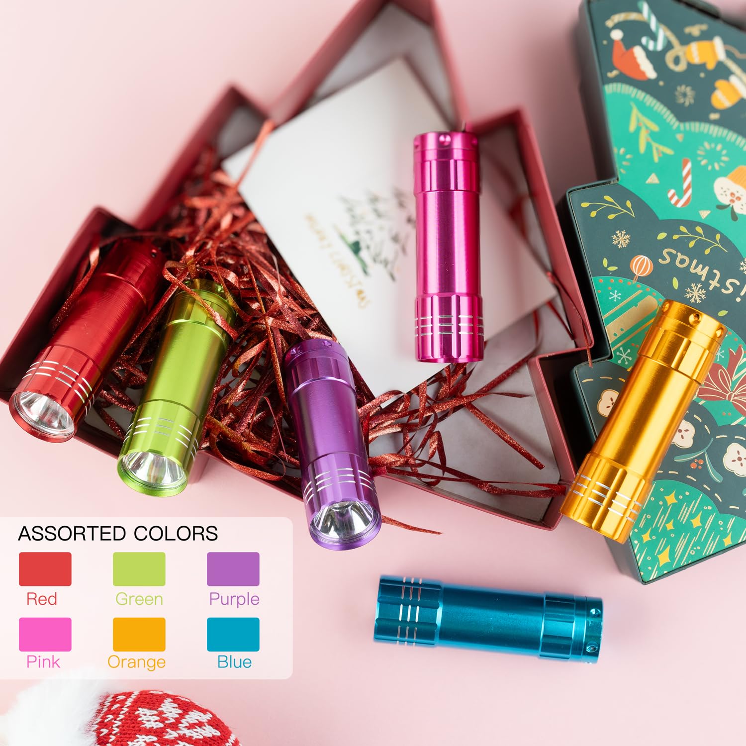 Kunhe 6 Pack Mini Led Flashlights - 100 Lumen Christmas Gifts For Kids, Party Favors