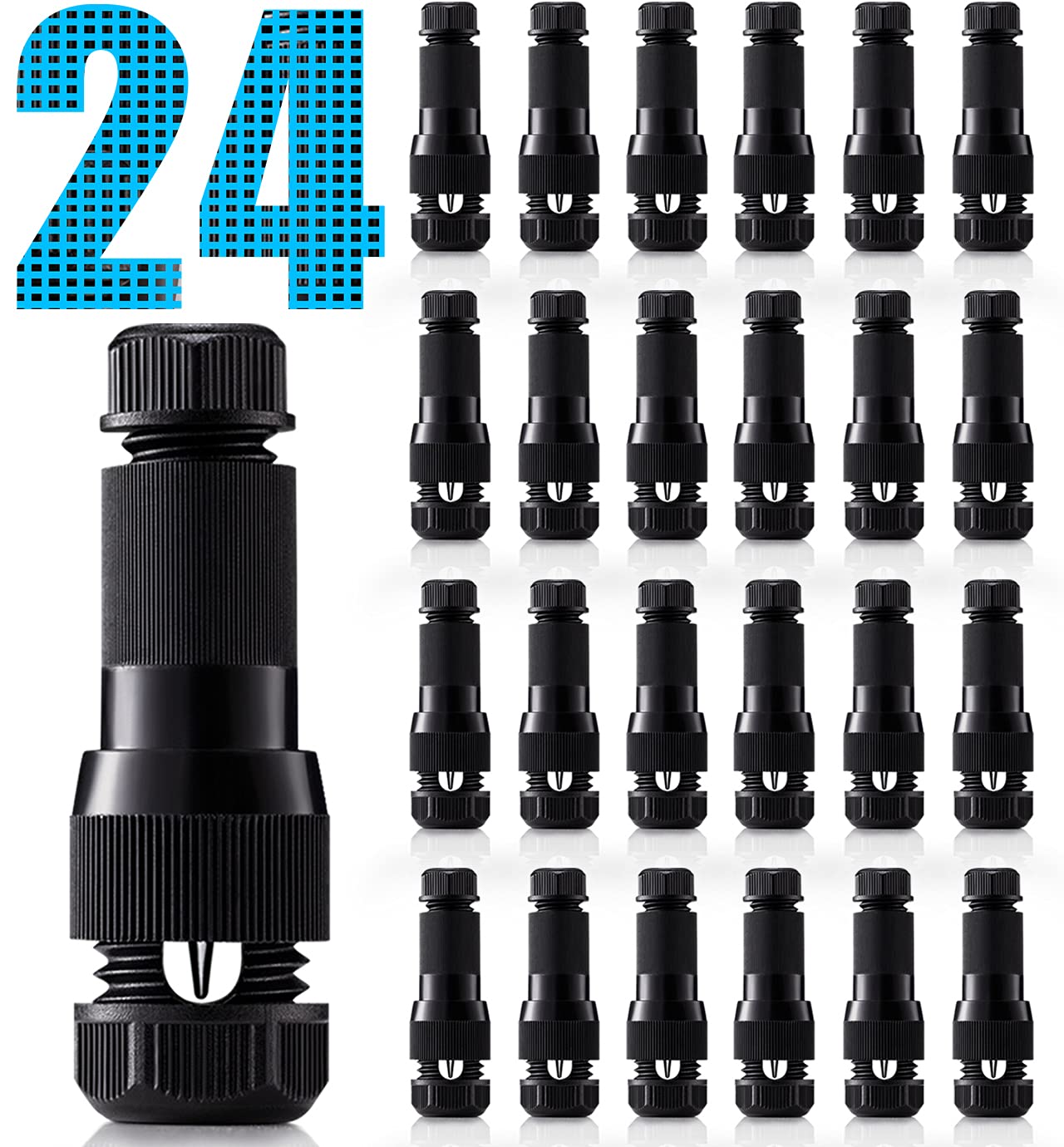 SUNVIE Low Voltage Wire Connector for Landscape Lighting Outdoor 12-14 Gauge Cable Connectors Work with Malibu Paradise Moonrays and Other Outdoor Lighting (24 Pack)