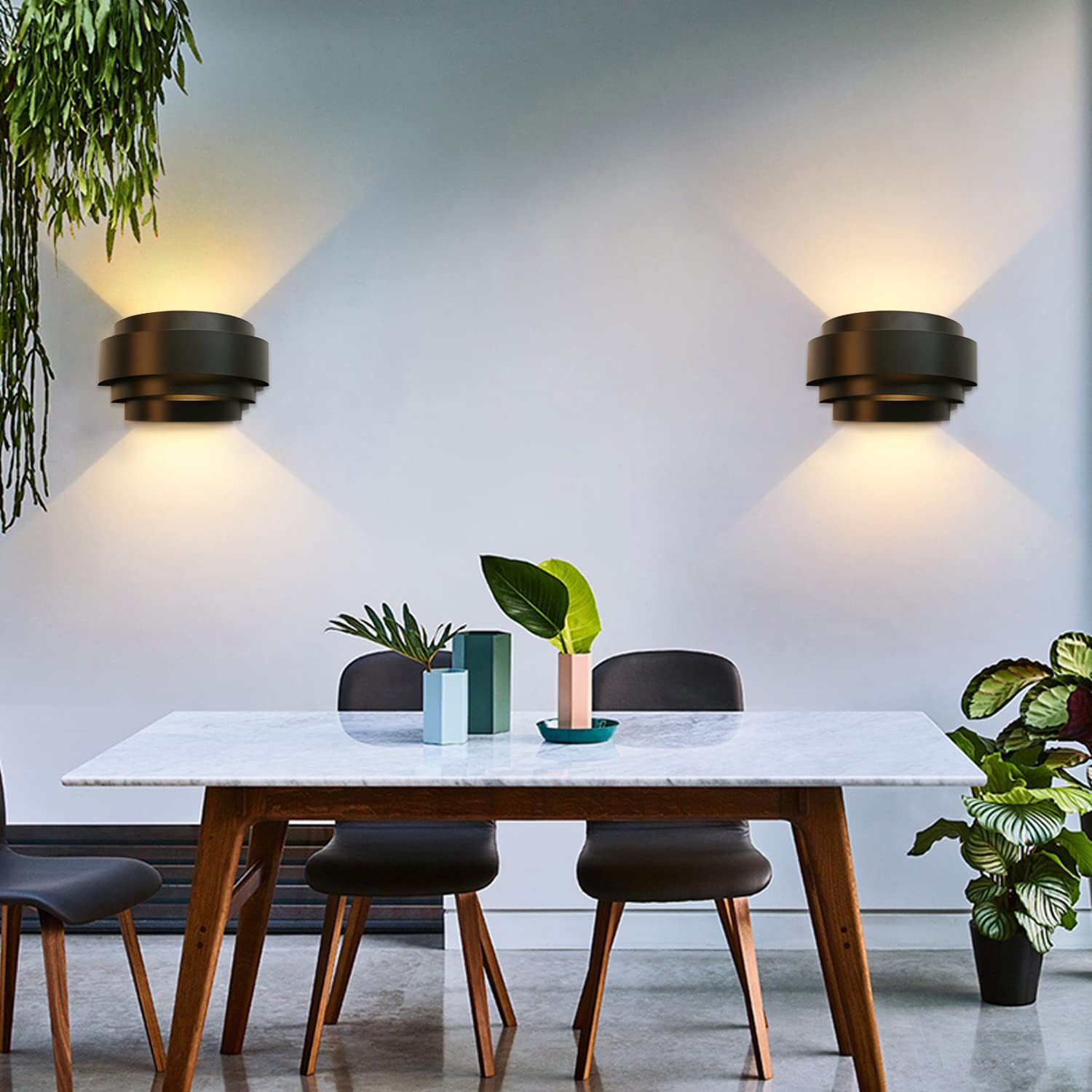 Lightinthebox Modern Wall Light, Black Indoor Wall Light Metal Wall Sconce For Home Theater, Staircase, Basement, Bedroom (2Pcs)