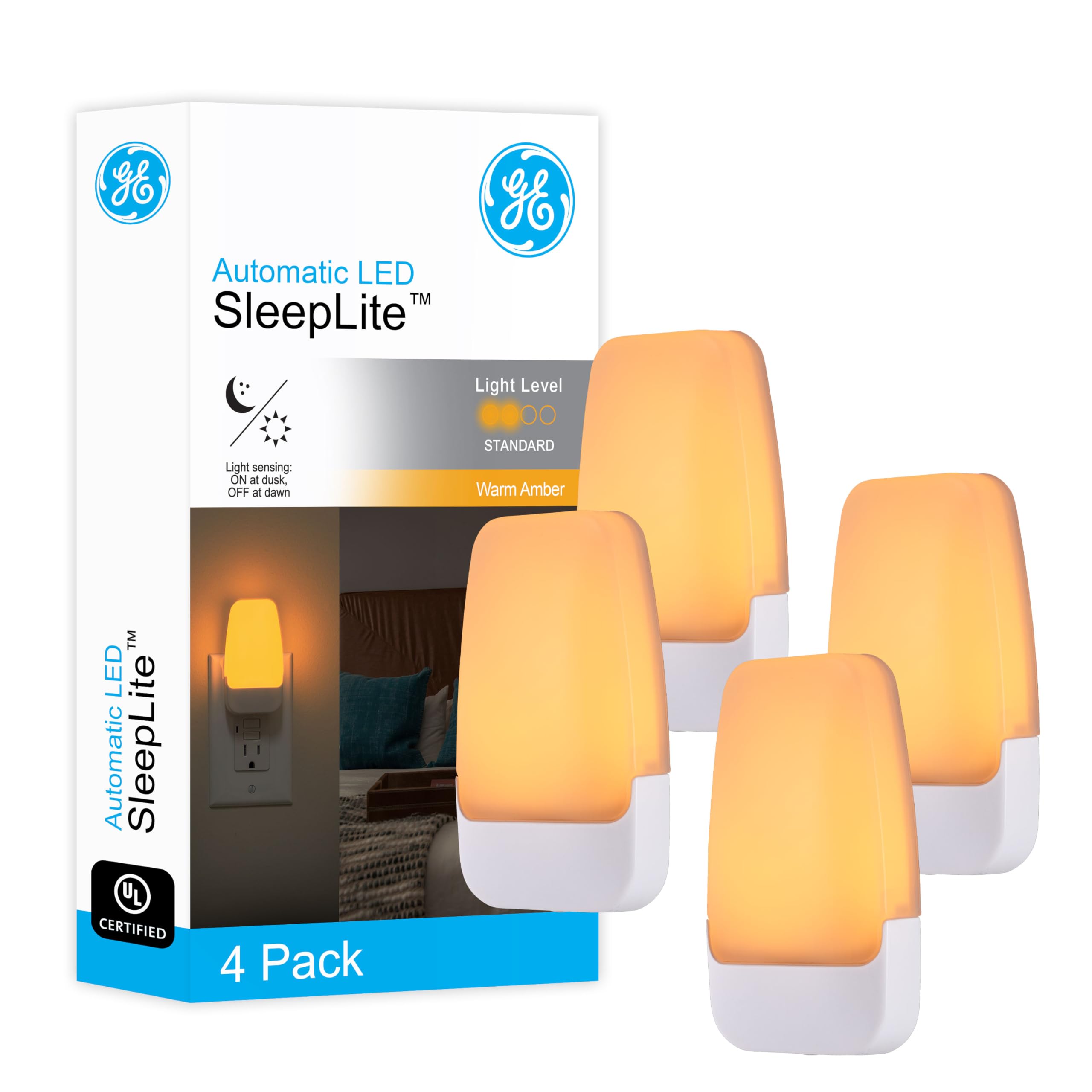 Ge Sleeplite Night Lights Plug Into Wall, Dusk To Dawn Sensor, Ambient Lighting, Sleep Aid, Bathroom D  Cor, Led Lights For Bedr