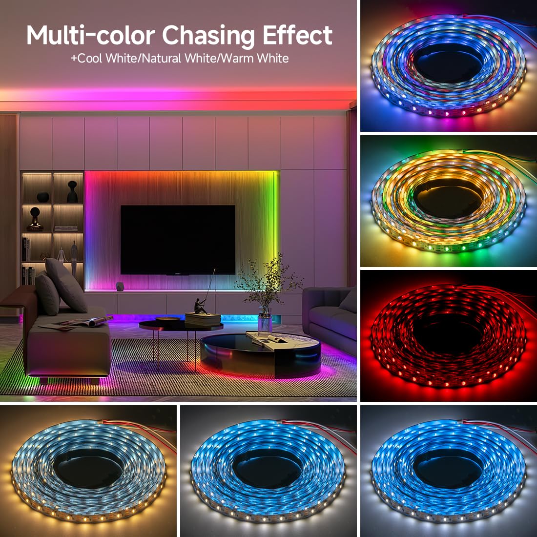 Btf-Lighting Sk6812(Similar Ws2812B) Rgbw Rgb+Warm White(3000K) Individually Addressable Dc12V 16.4Ft 60Led/M 4 Colors In 1 Light Dream Color Led Strip Ip68 White Pcb(No Adapter Or Controller)