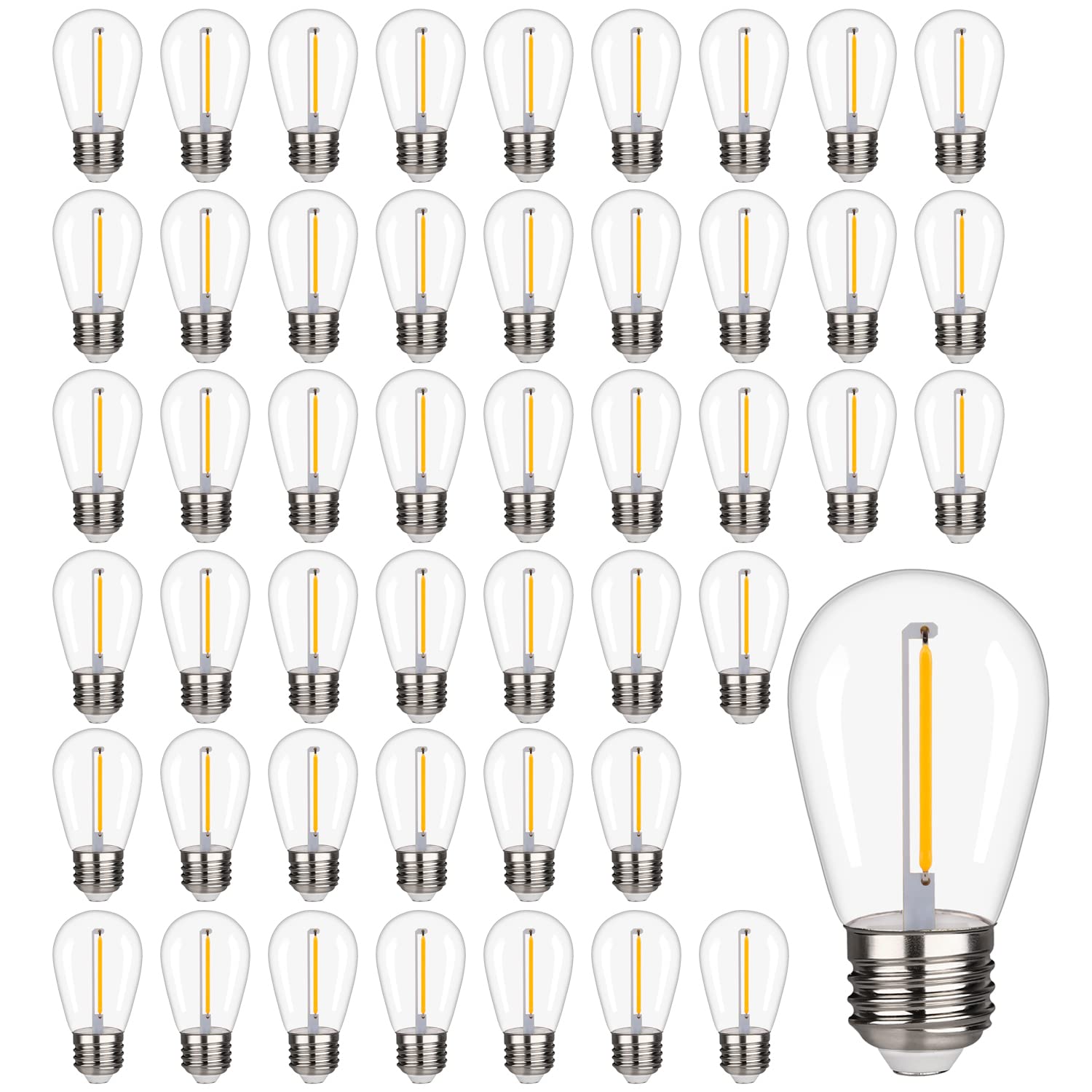 Futime 48 Pack S14 Led String Light Bulbs, 1W Shatterproof & Waterproof Outdoor Indoor Replacement Bulbs, E26 Base Edison Led Li
