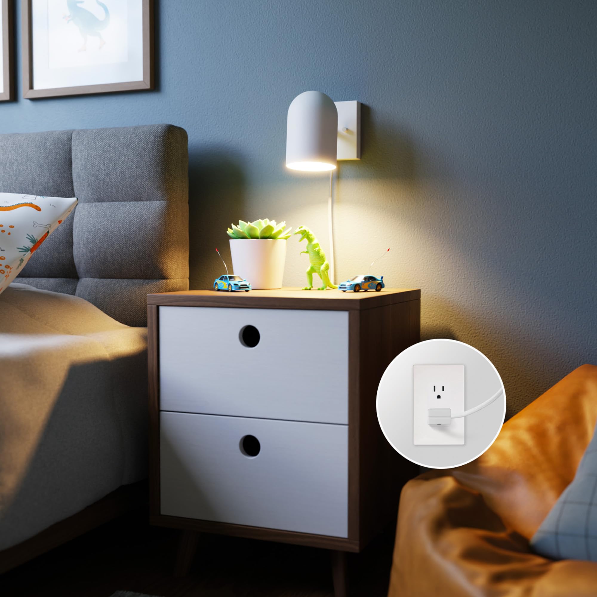 GLOBE Electric 1-Light Wall Sconce, Matte White, Metal, 65000146, Plug-in/Hardwire, 6ft Cord, In-Line Rocker Switch