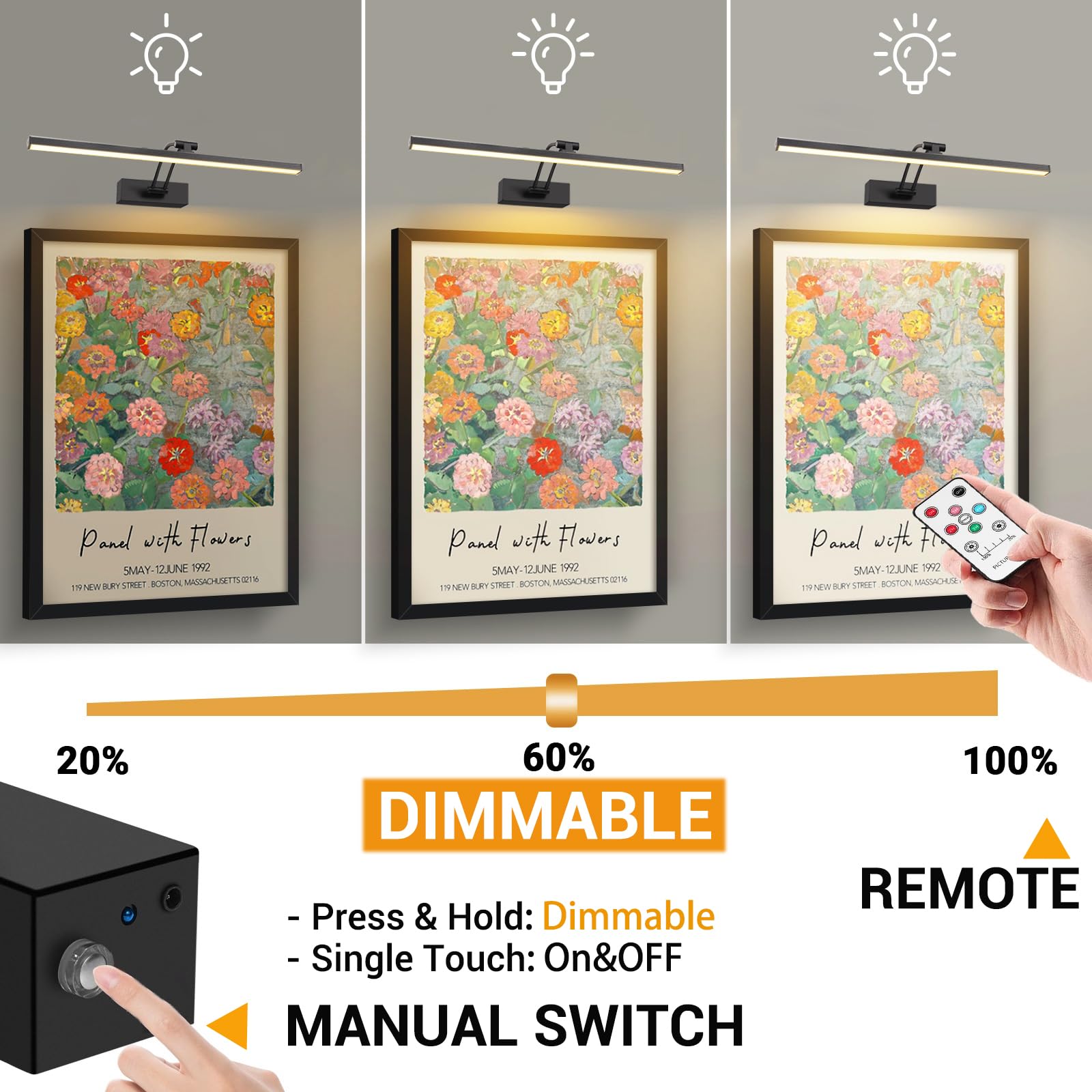 Elavika 2 Pack Picture Light Battery Operated For Wall, 16'' Wireless Art Light For Painting With Remote, Timer, 5200Mah Recharg